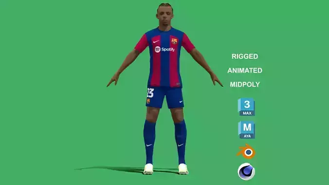3D Rigged Jules Kounde Barcelona 2024 3D model