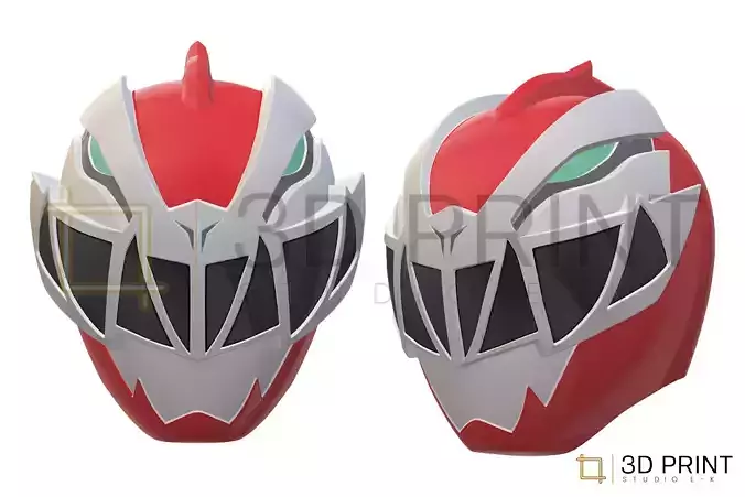 Power Rangers Dino Fury Red Ranger helmet 3D print model
