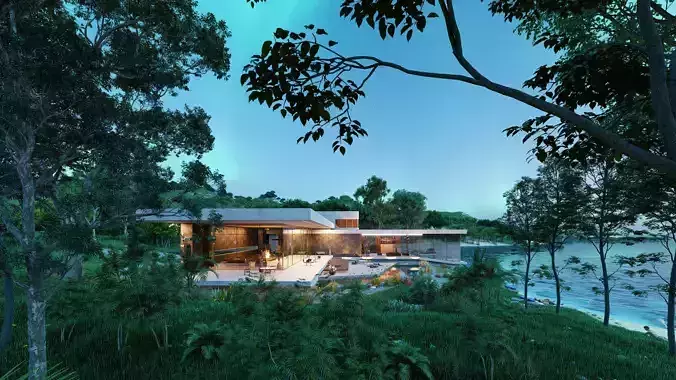 Super modern beach luxury villa house Revit n Lumion building 3D model
