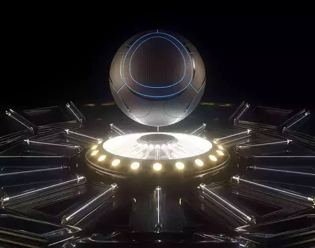 Futuristic Soccer Ball and Stage