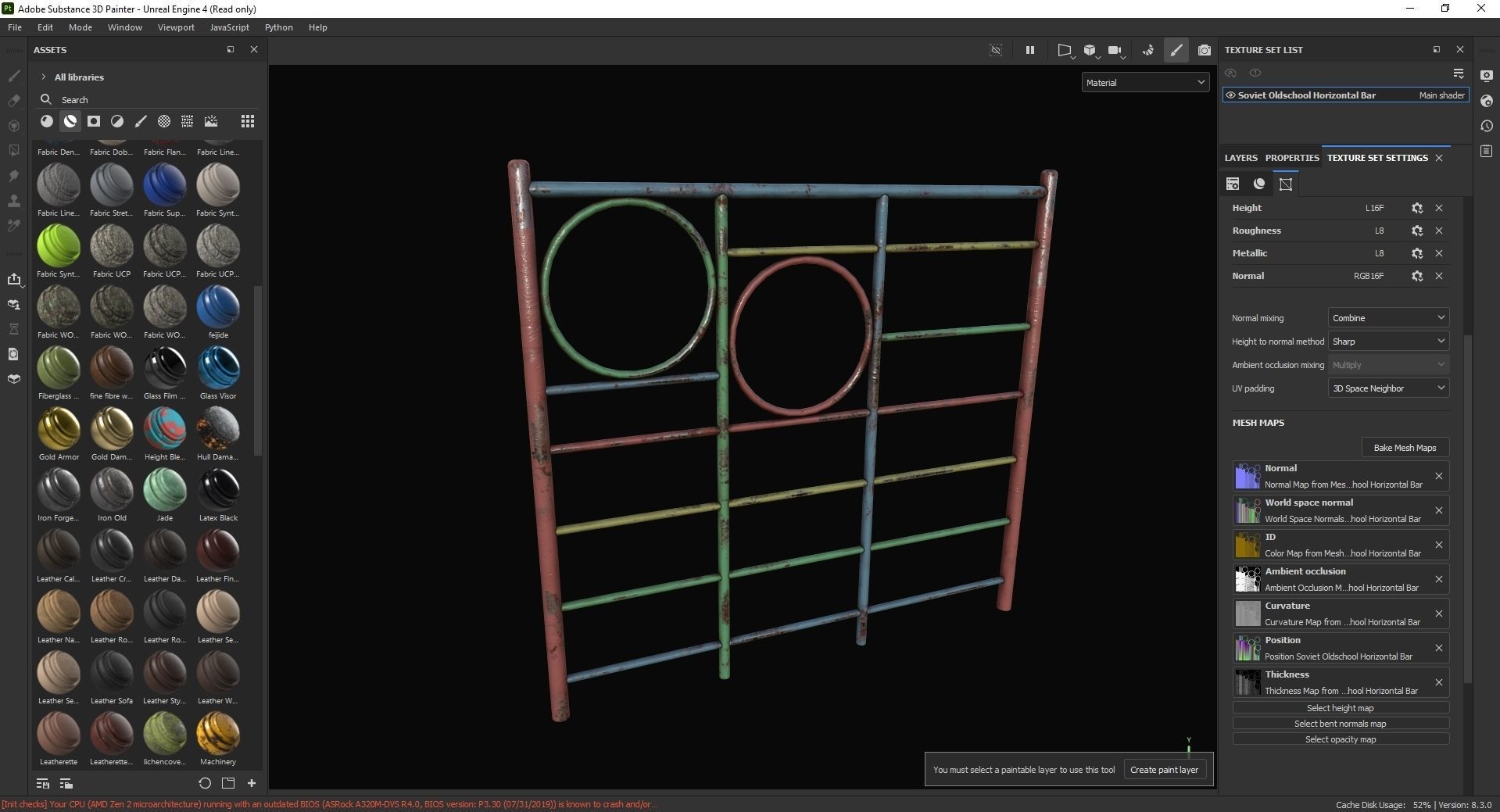 Soviet Oldschool Horizontal Bar 3D Model Low-poly 3D model_7