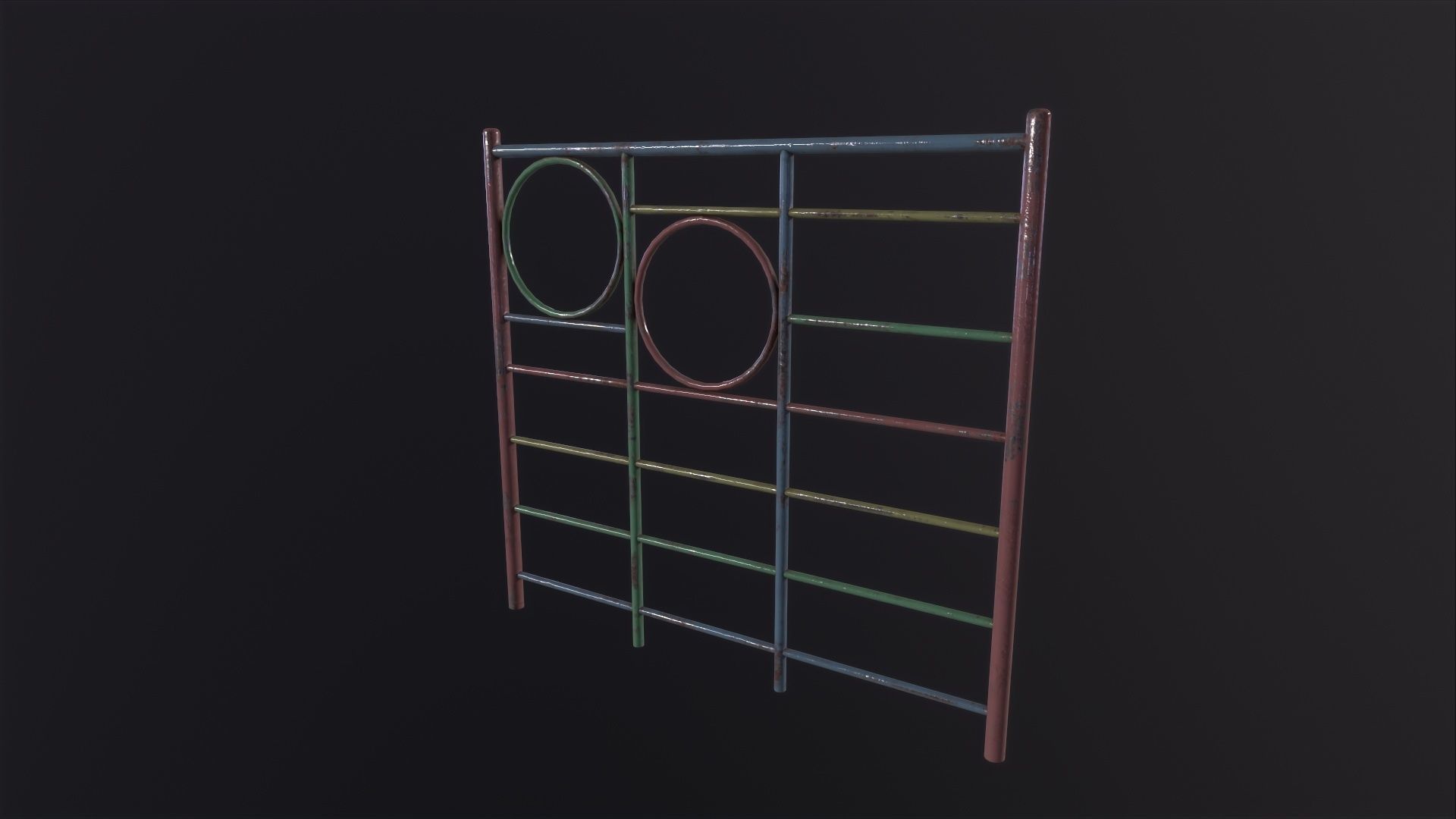 Soviet Oldschool Horizontal Bar 3D Model Low-poly 3D model_2