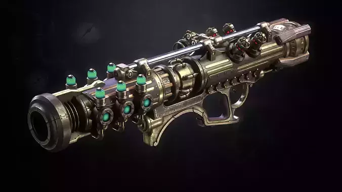 The Steampunk Missile Launcher Low-poly 3D model