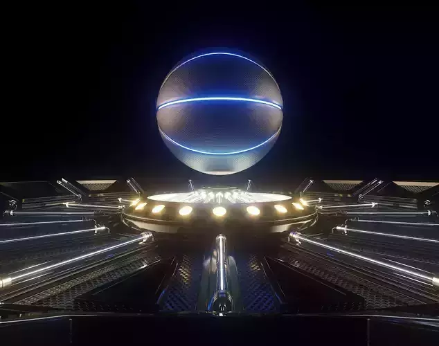 Futuristic Basketball Ball and Stage