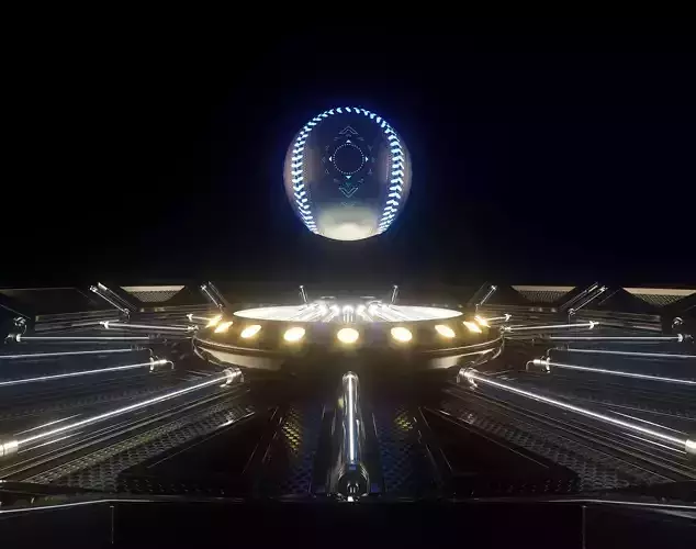 Futuristic Baseball Ball and Stage