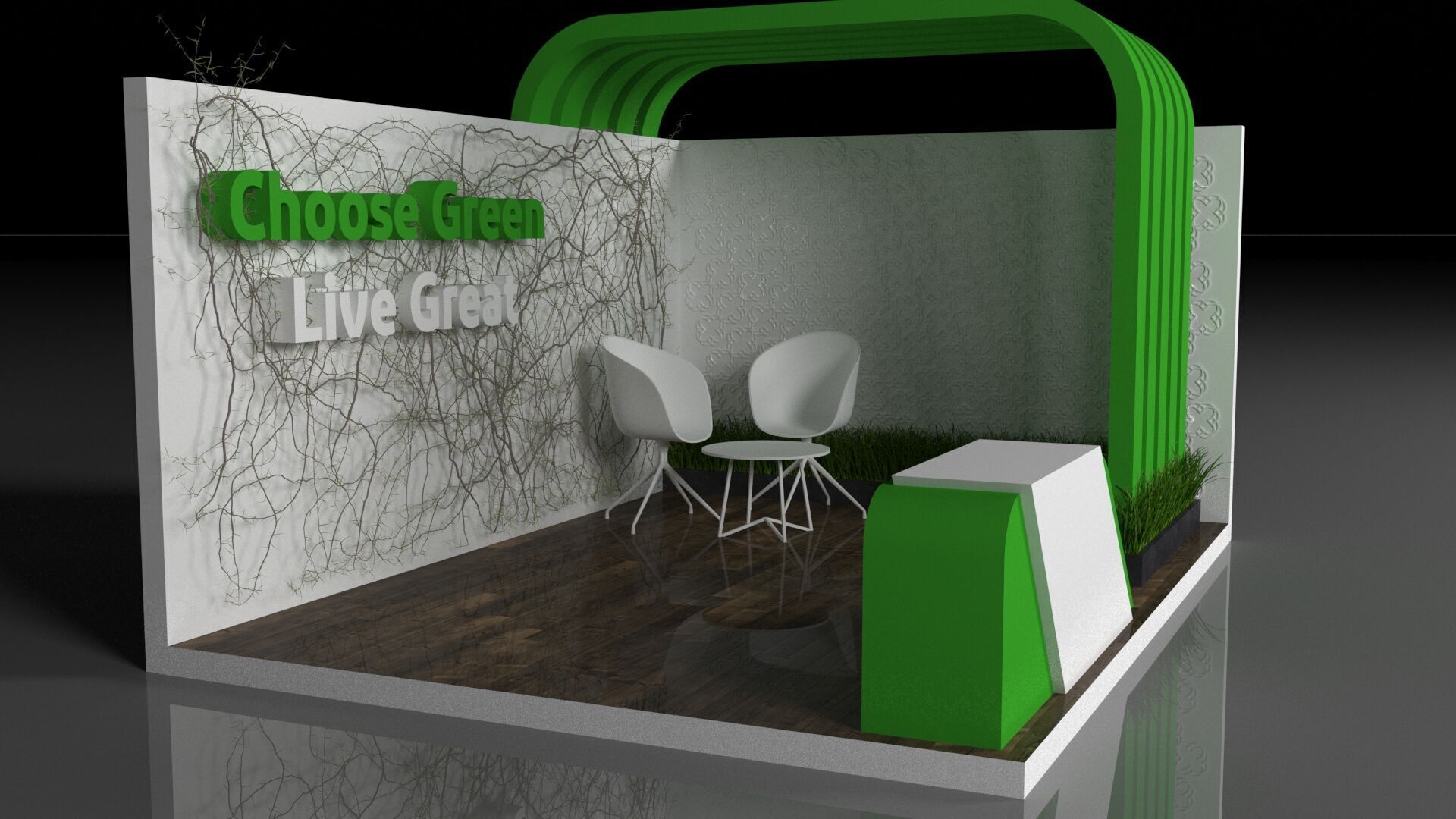 Exhibition booth design 3D model Green Sustainability 3D model_2