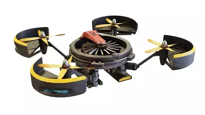 Cyberpunk style Drone with 8K UDIM Low-poly 3D model