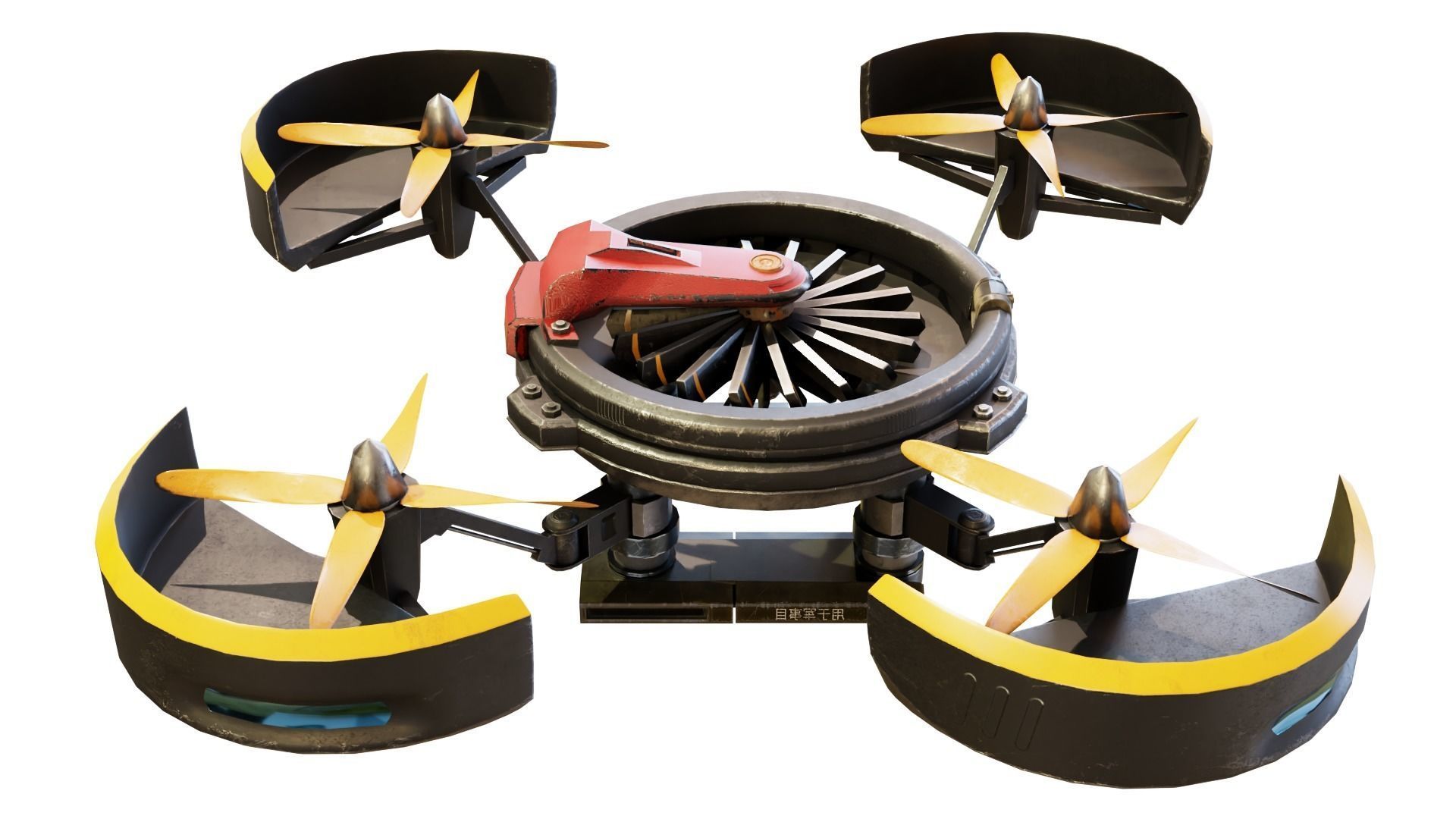 Cyberpunk style Drone with 8K UDIM Low-poly 3D model_3