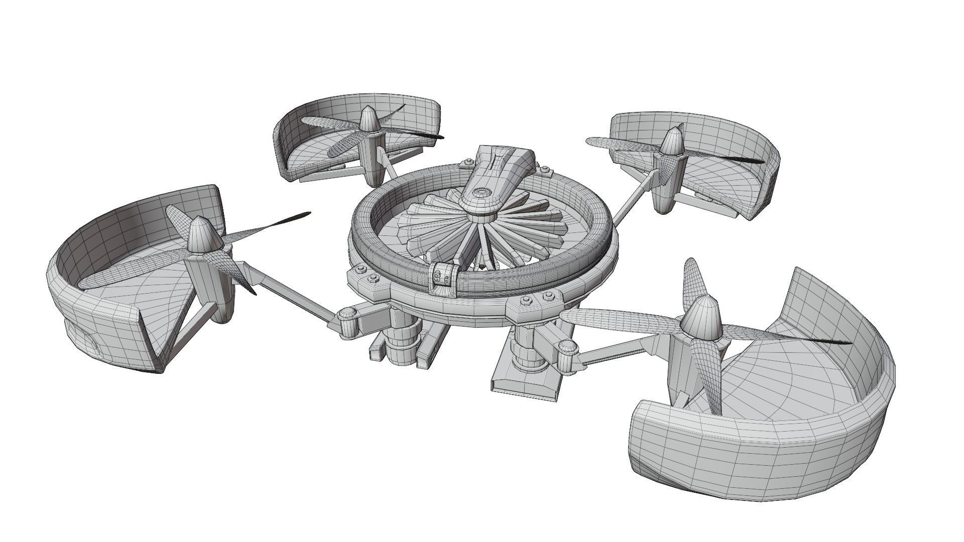 Cyberpunk style Drone with 8K UDIM Low-poly 3D model_6