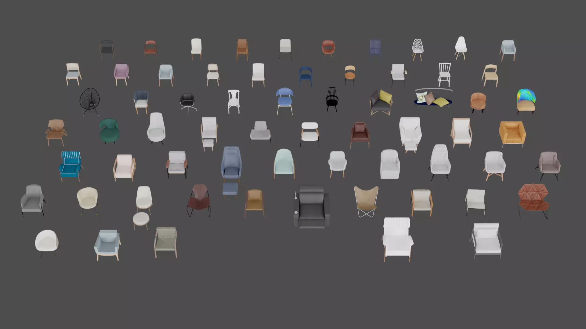 Assets Chairs Model 3D Free low-poly 3D model