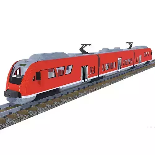 Voxel Regional Train Low-poly 3D model