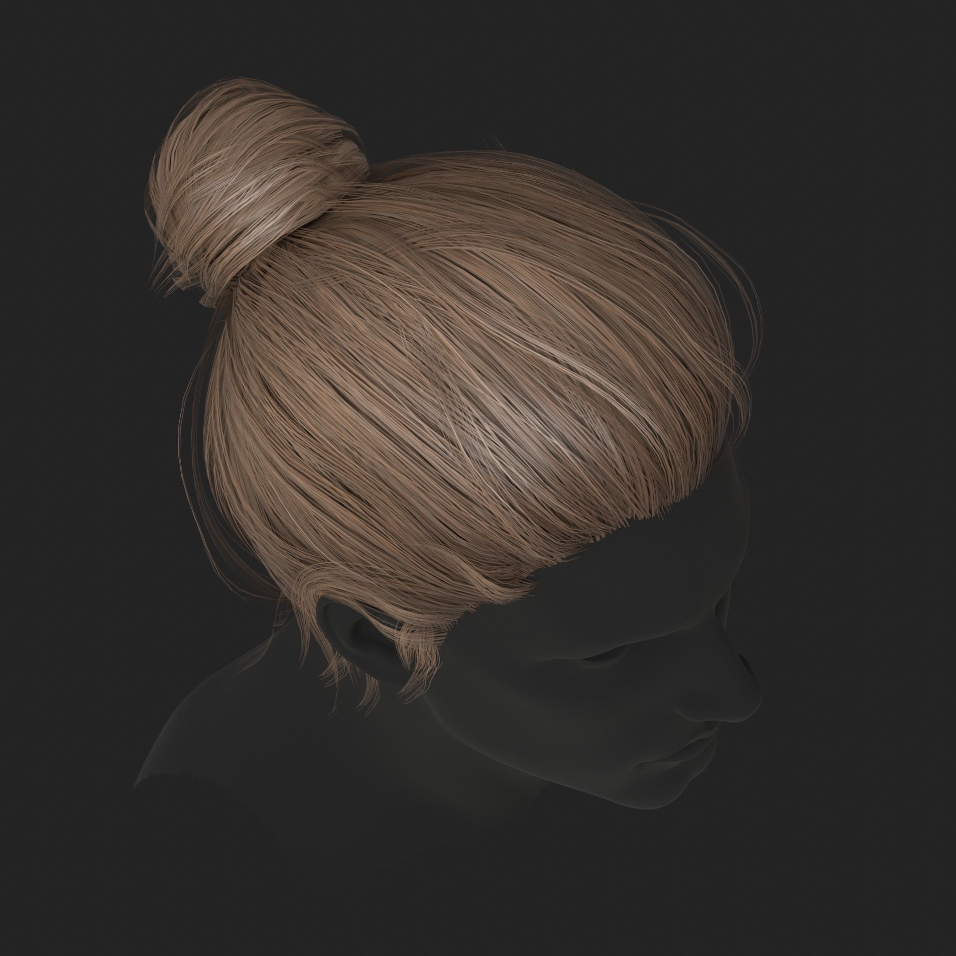 Realistic hairs Low-poly 3D model_4