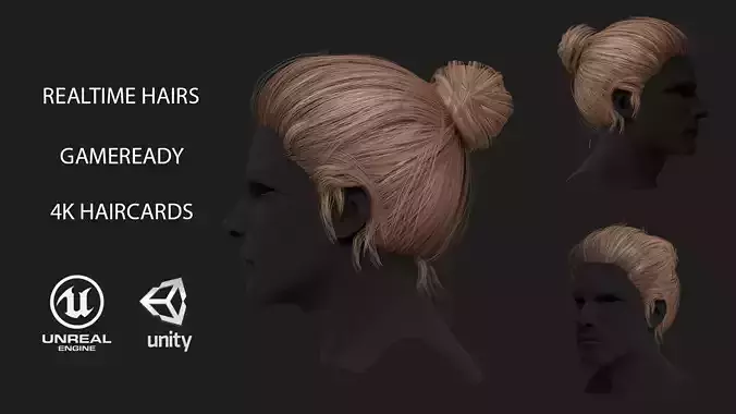 Realistic hairs Low-poly 3D model Realistic hairs Low-poly 3D model