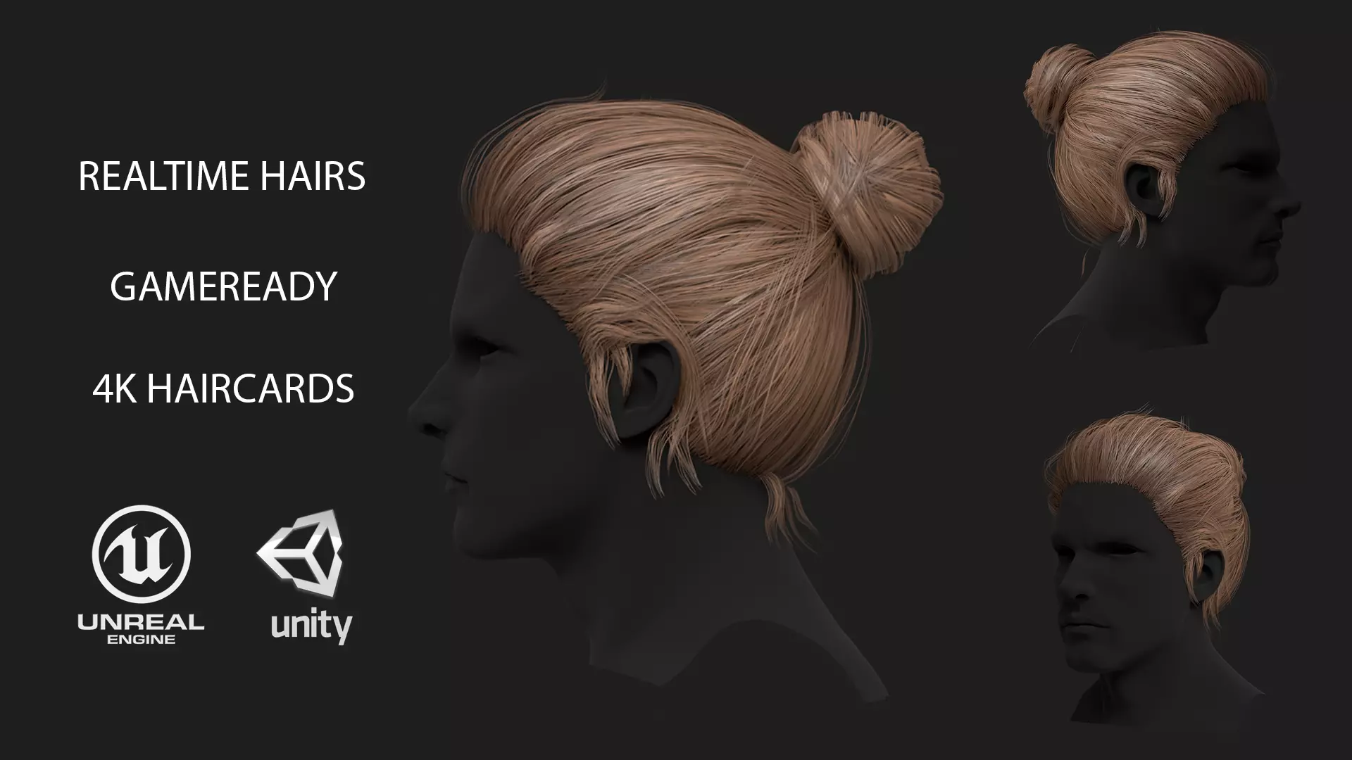 Realistic hairs Low-poly 3D model_0