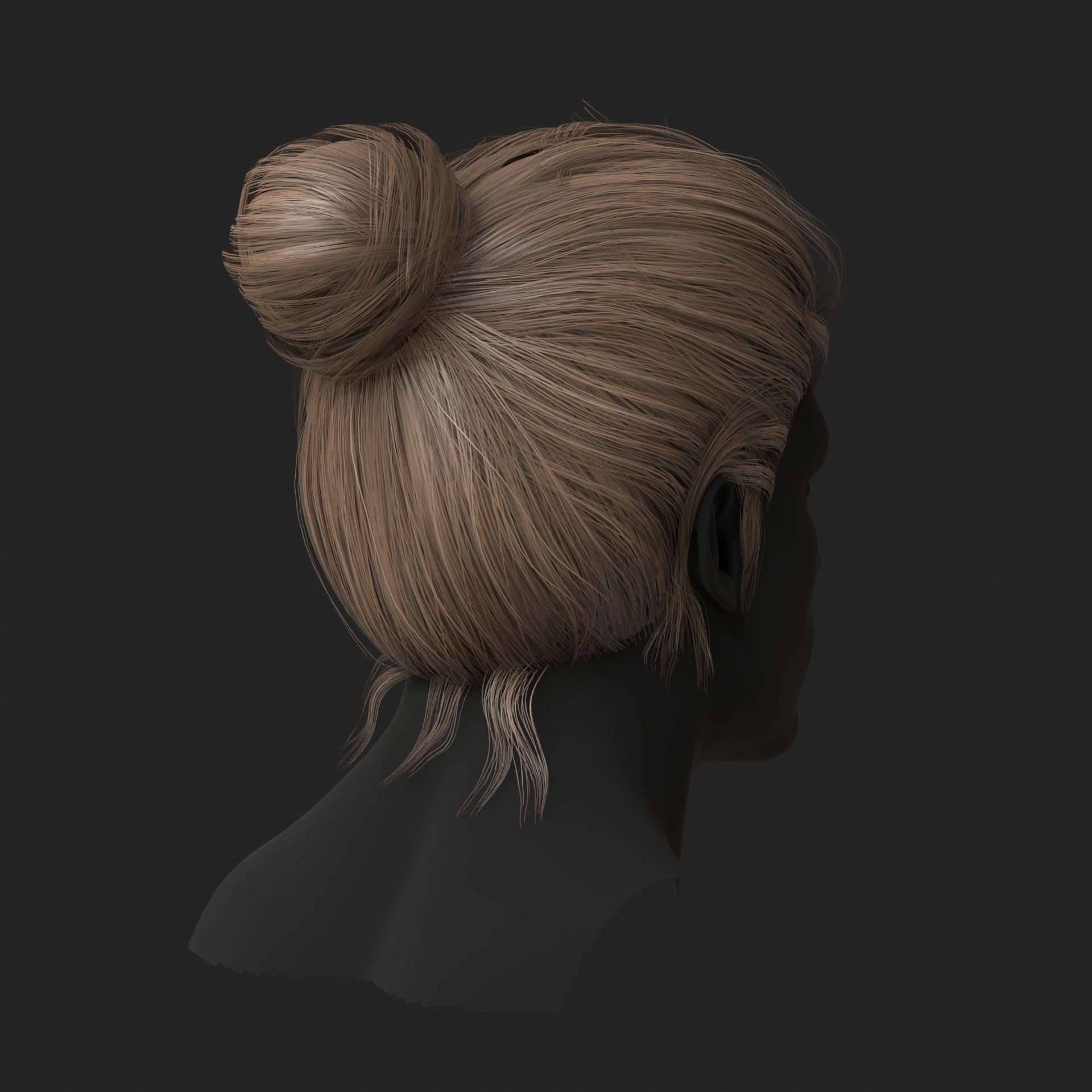 Realistic hairs Low-poly 3D model_5