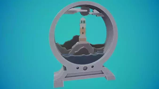 Night Lighthouse in frame kit card 3D print model