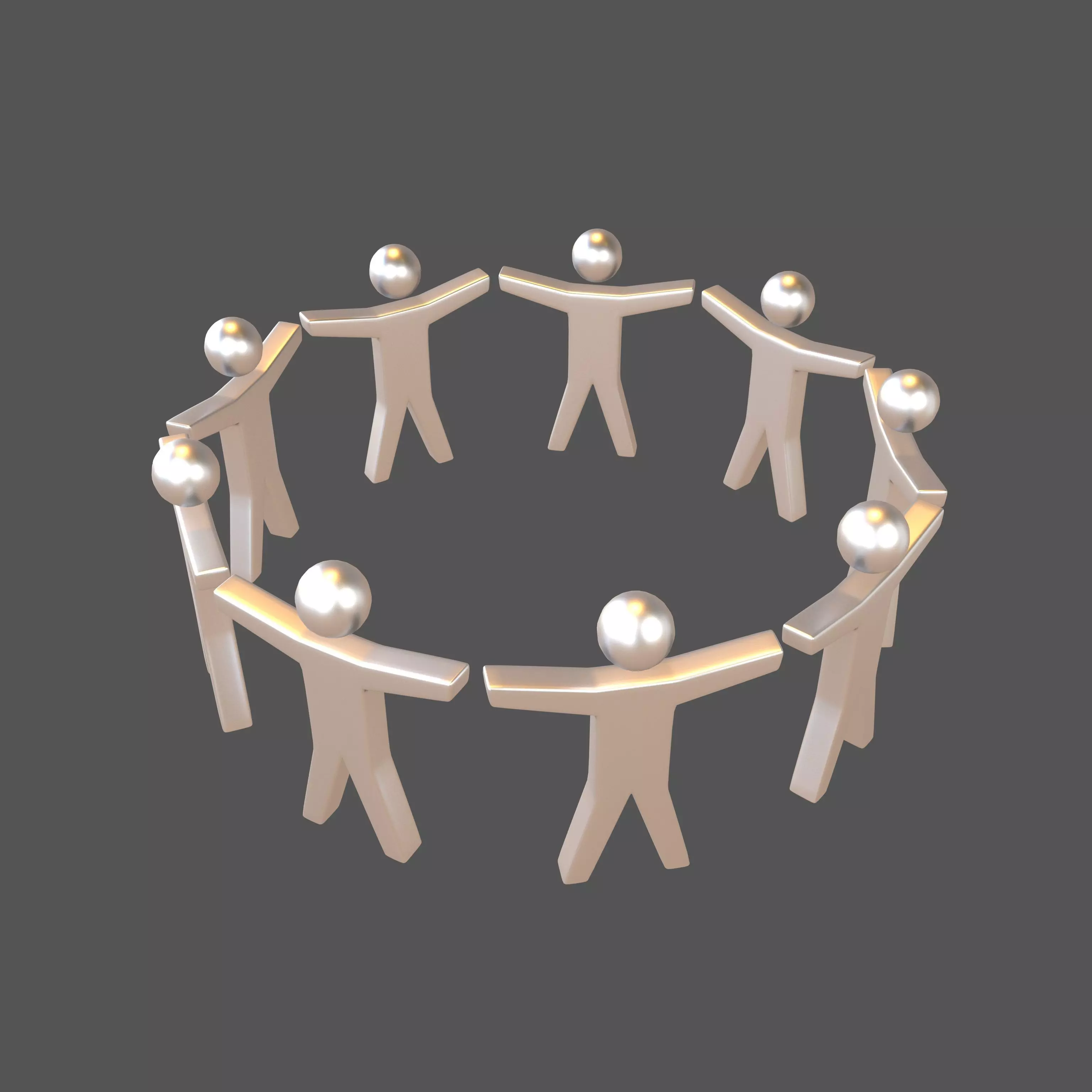 Circle of People Symbol V1 005 Low-poly 3D model_0