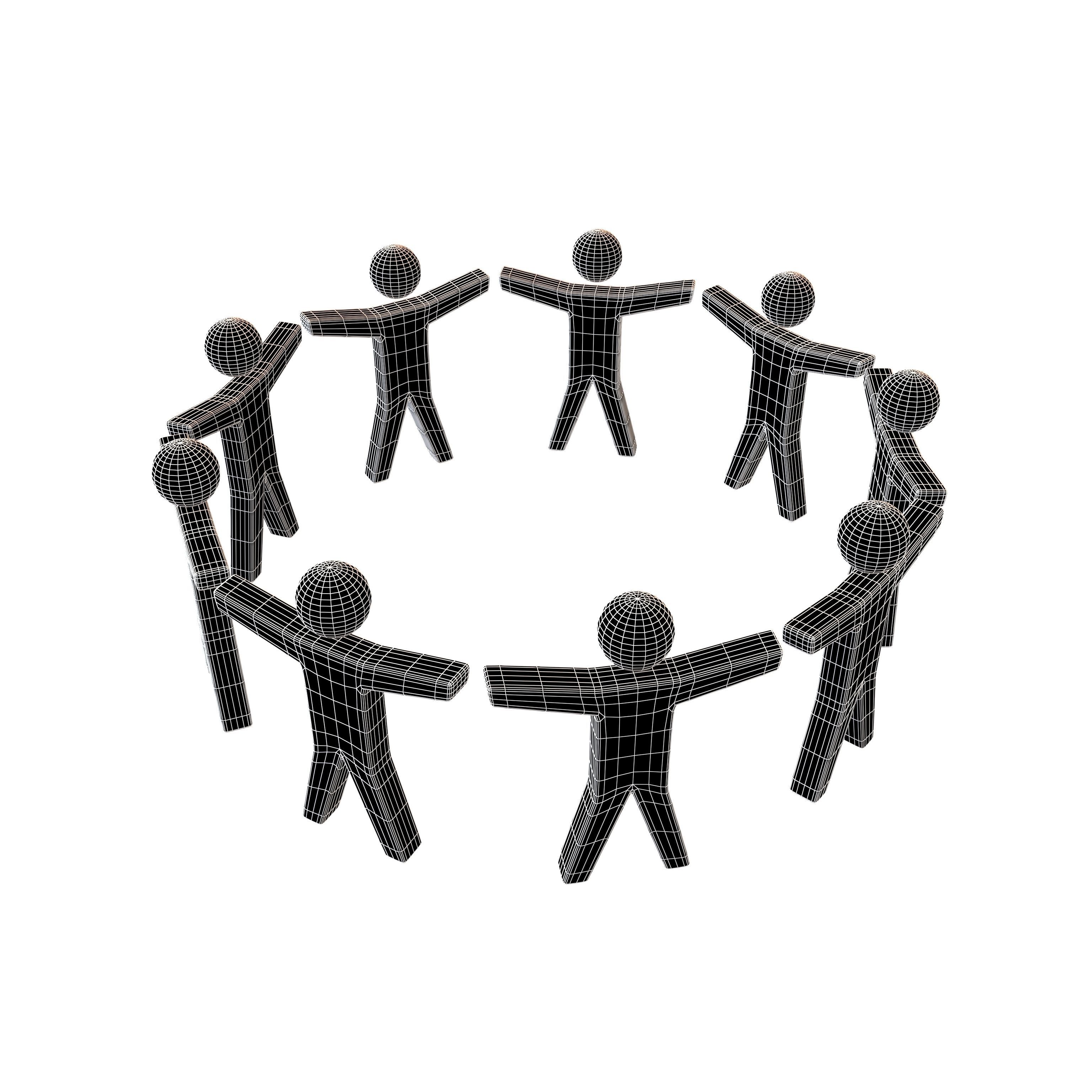 Circle of People Symbol V1 005 Low-poly 3D model_6