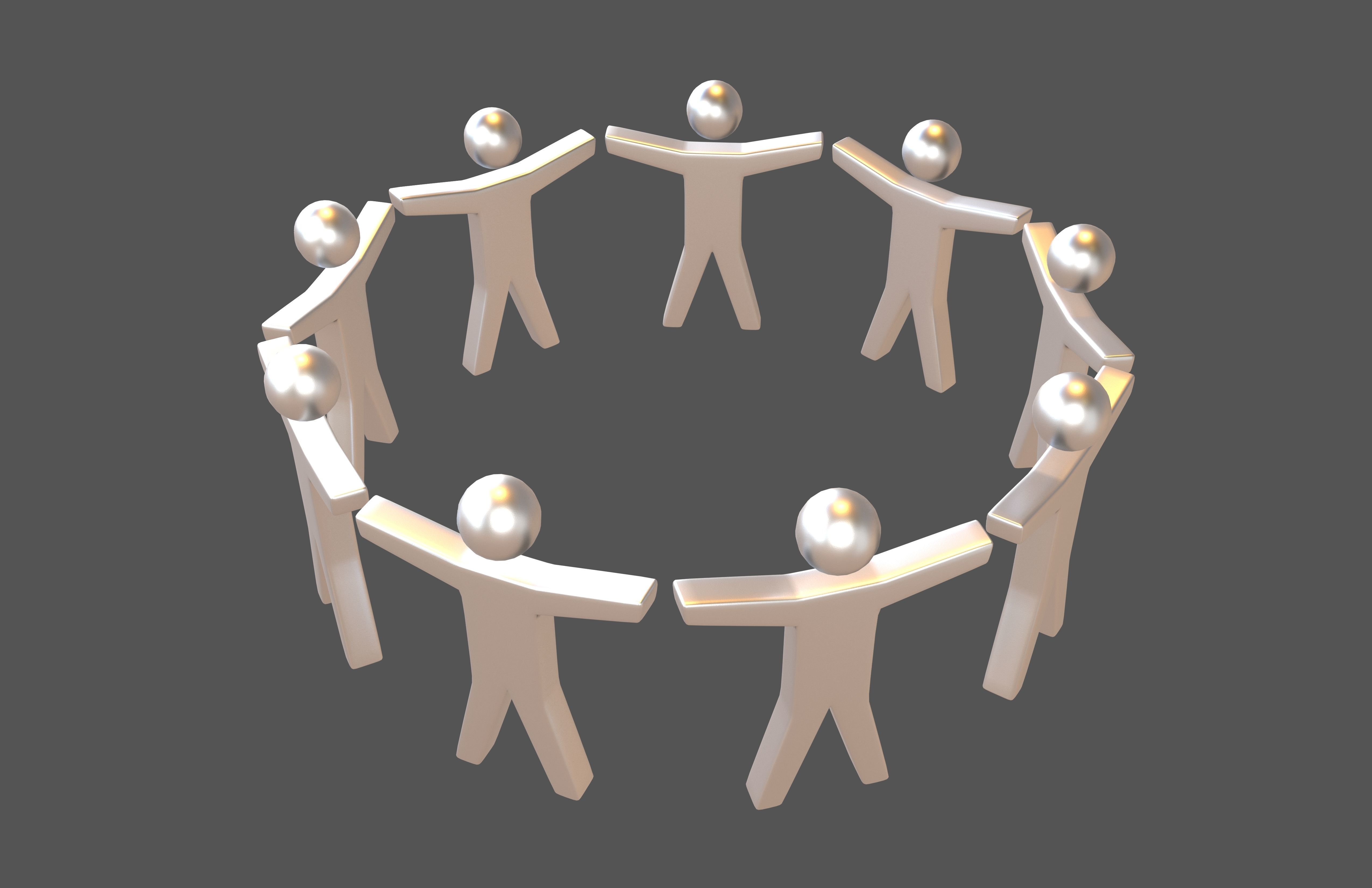 Circle of People Symbol V1 005 Low-poly 3D model_2