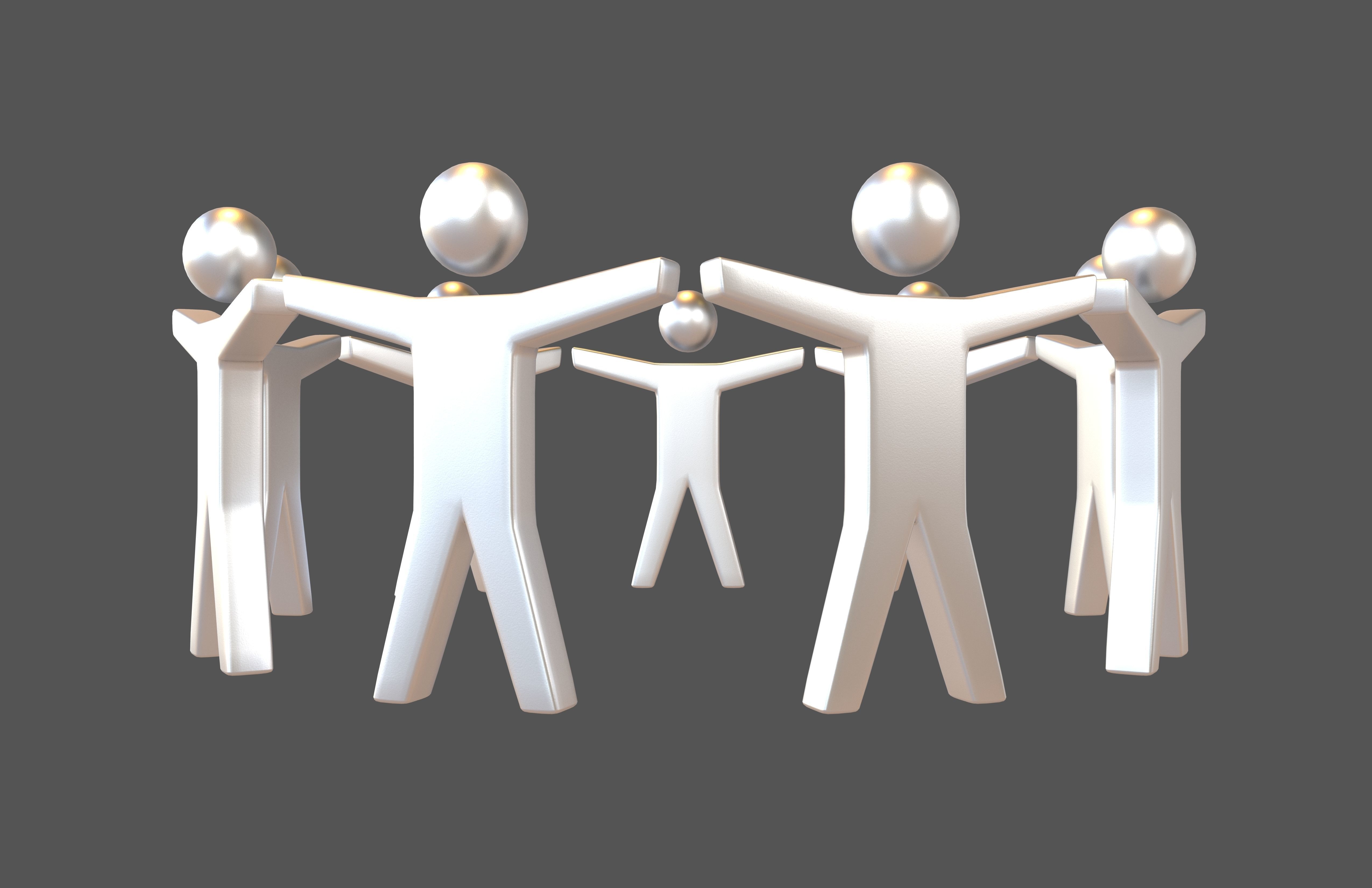 Circle of People Symbol V1 005 Low-poly 3D model_1