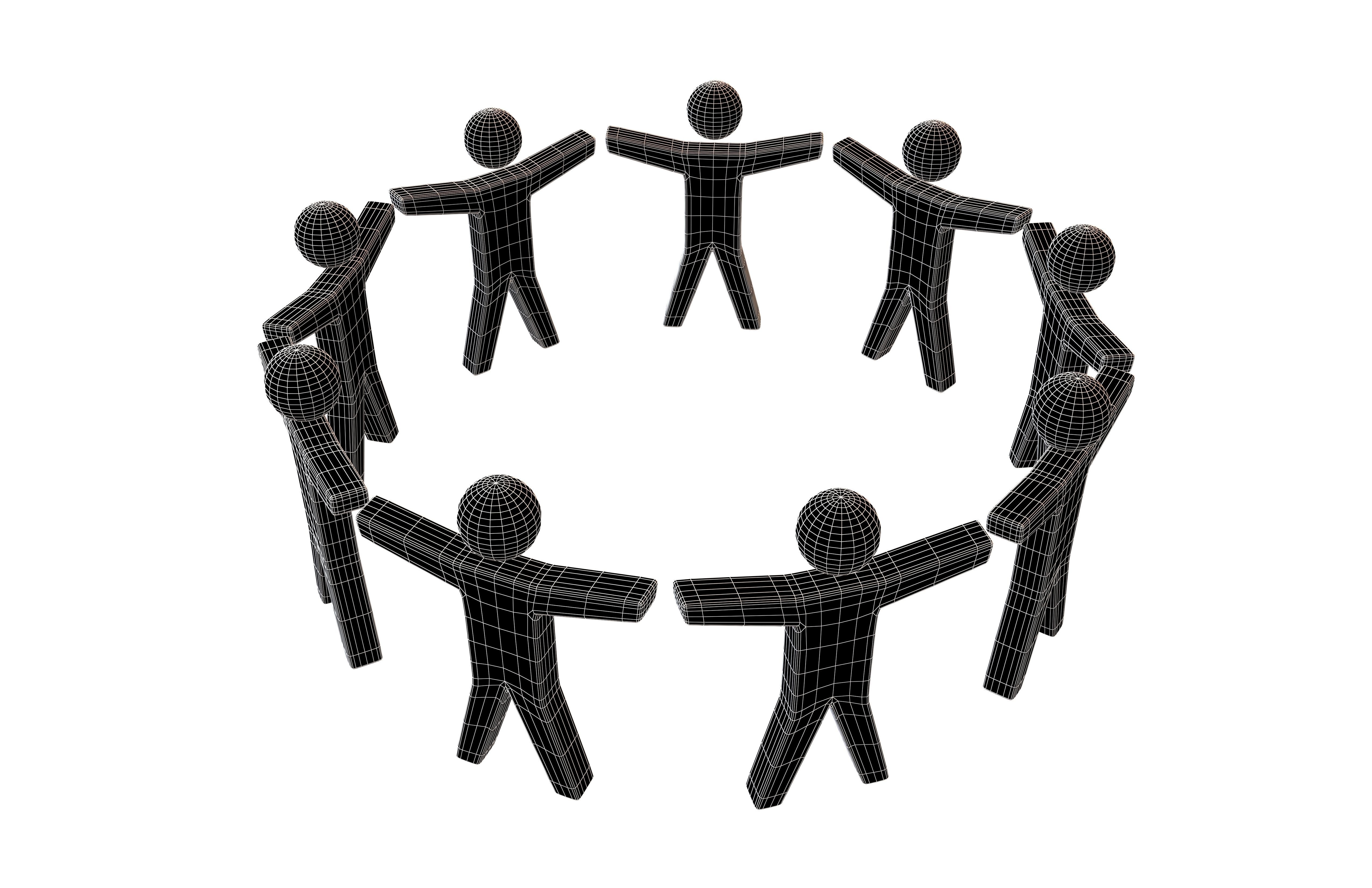 Circle of People Symbol V1 005 Low-poly 3D model_7