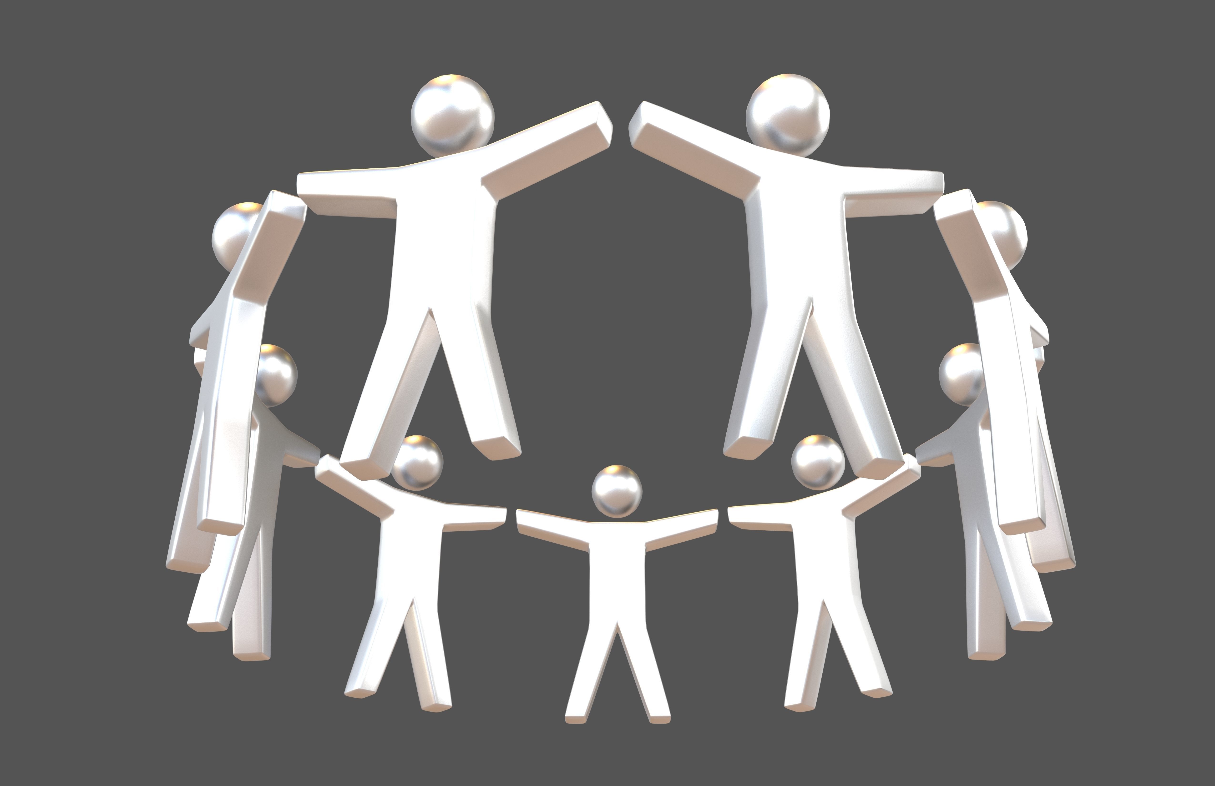Circle of People Symbol V1 005 Low-poly 3D model_3