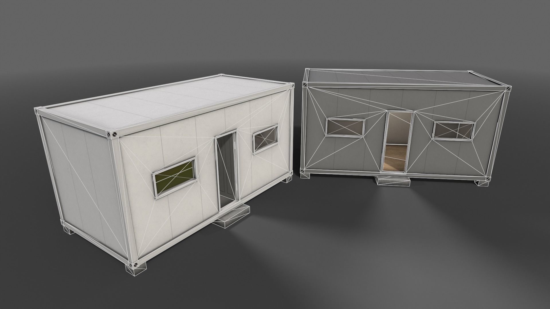 PBR Container House BB 20ft V3 Low-poly 3D model_9