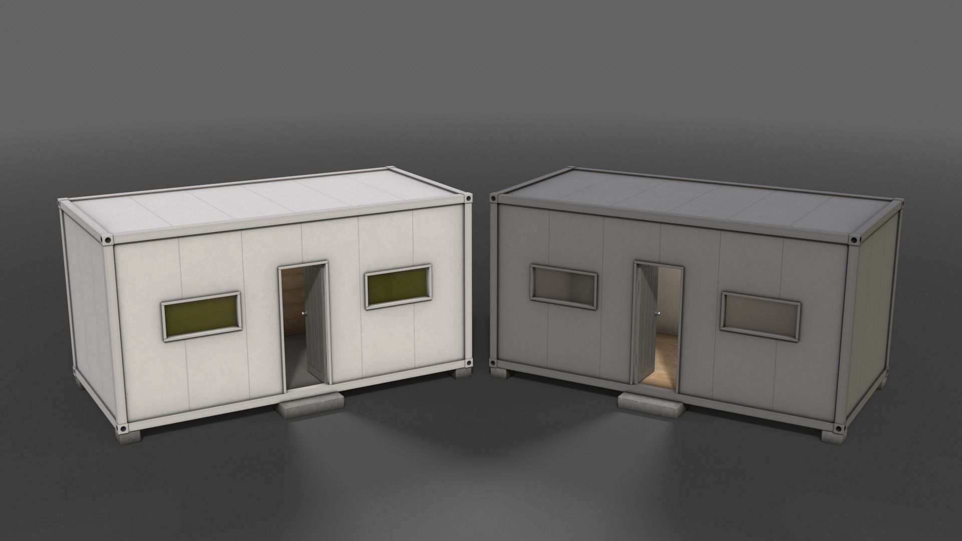 PBR Container House BB 20ft V3 Low-poly 3D model_5