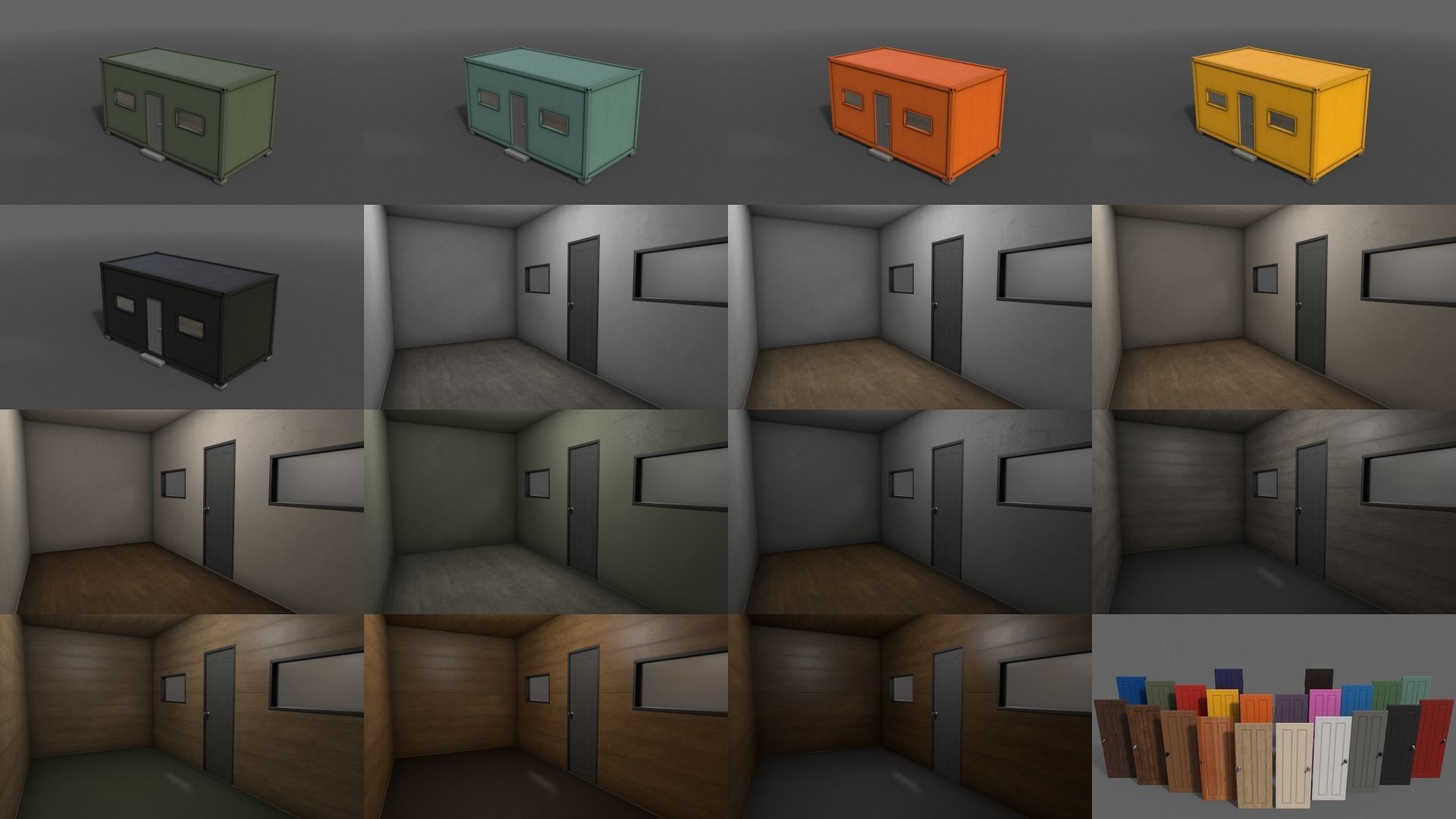 PBR Container House BB 20ft V3 Low-poly 3D model_3