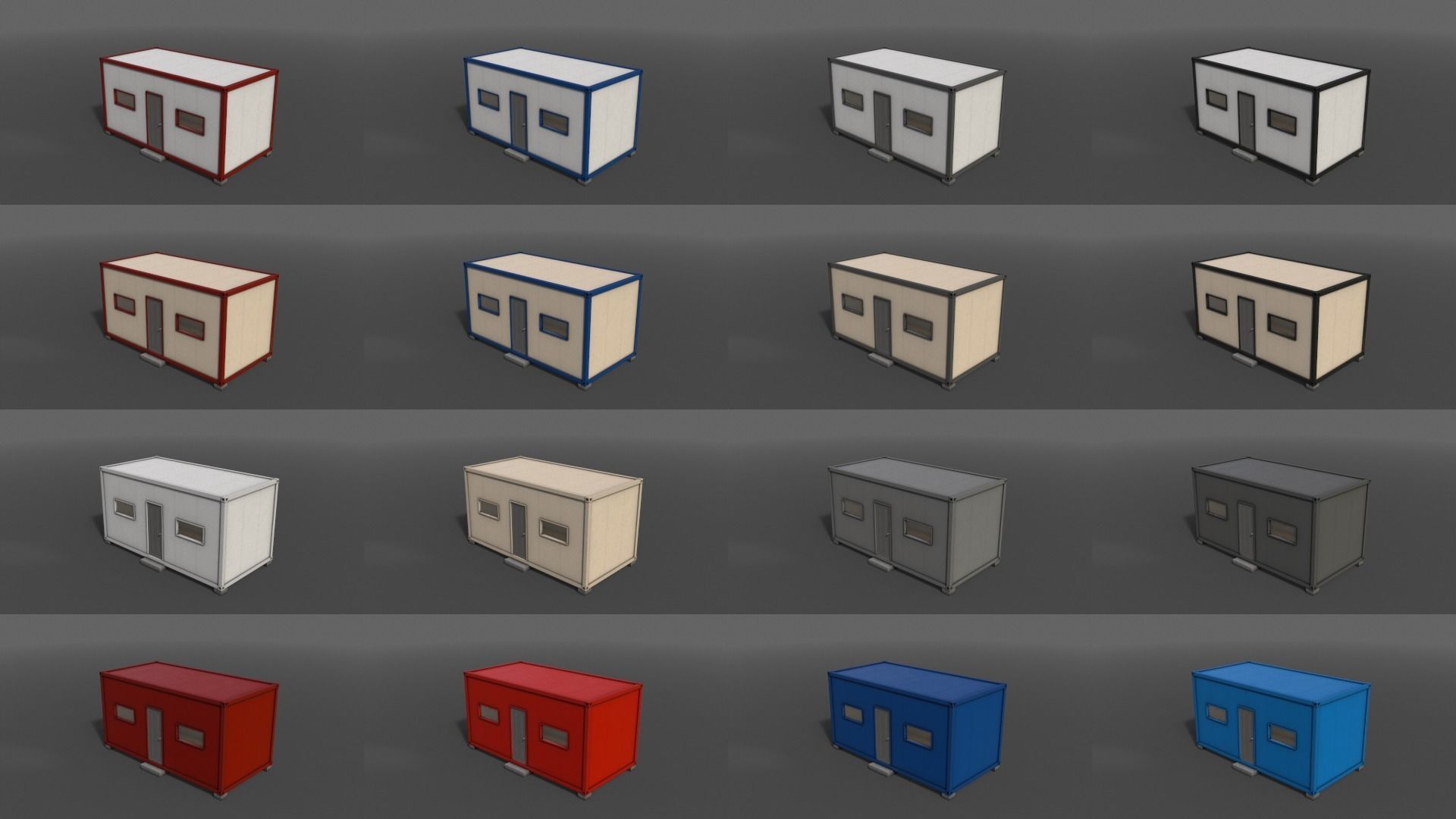 PBR Container House BB 20ft V3 Low-poly 3D model_2