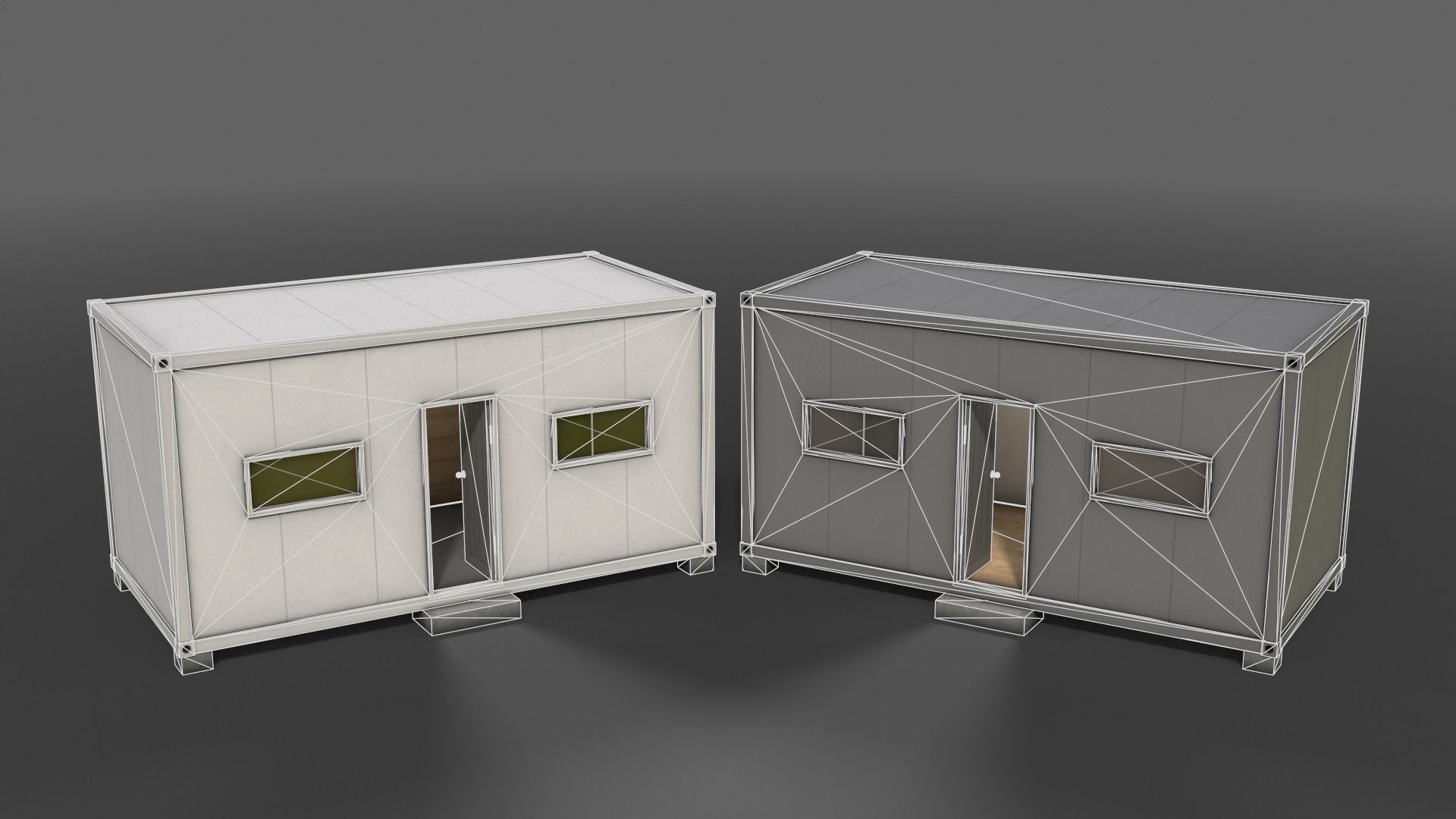 PBR Container House BB 20ft V3 Low-poly 3D model_6