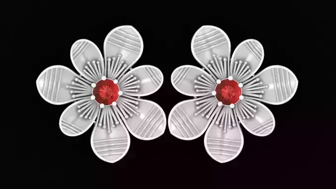 Luxury Diamond Stud Earring 3D Model