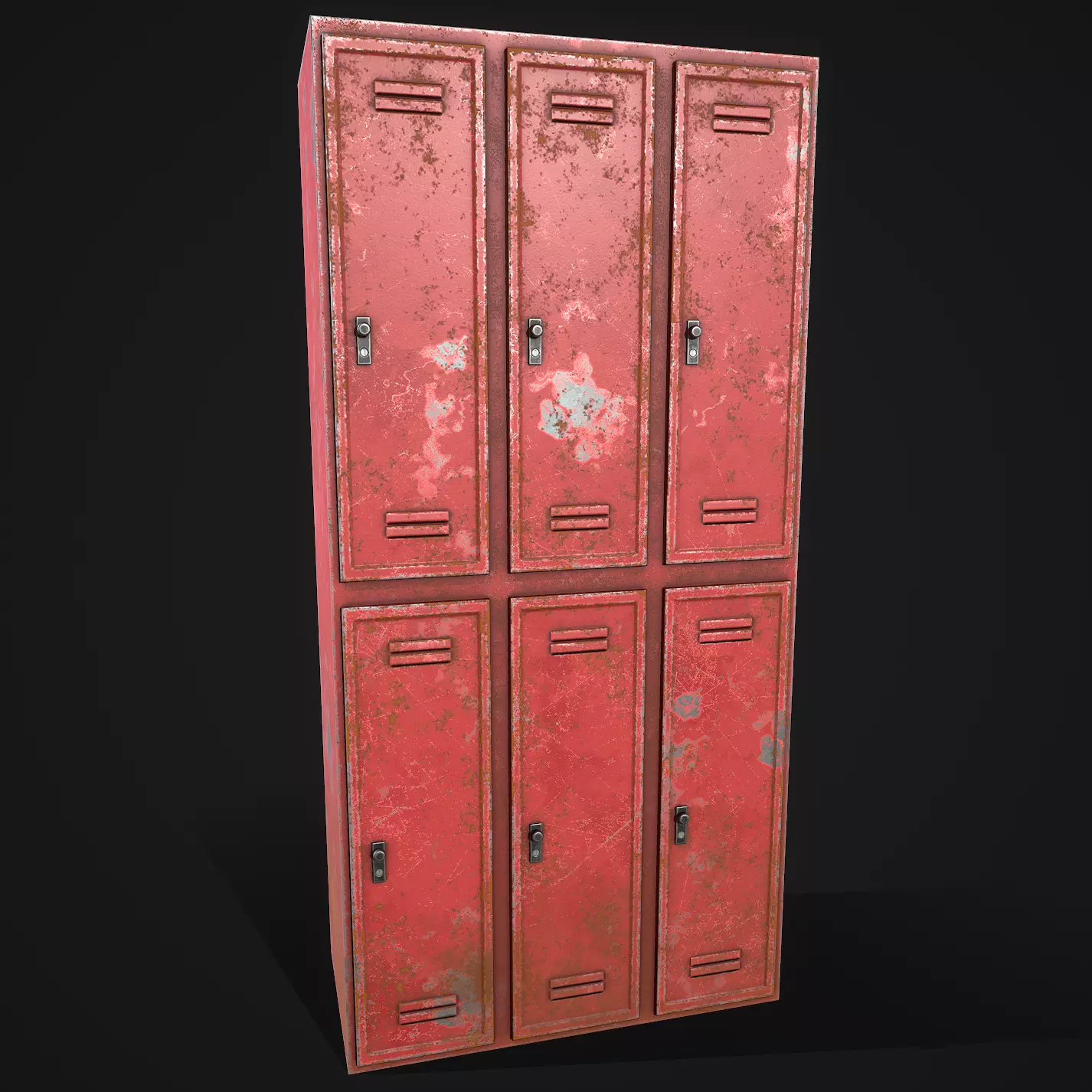Old Rusty Locker Low-poly 3D model