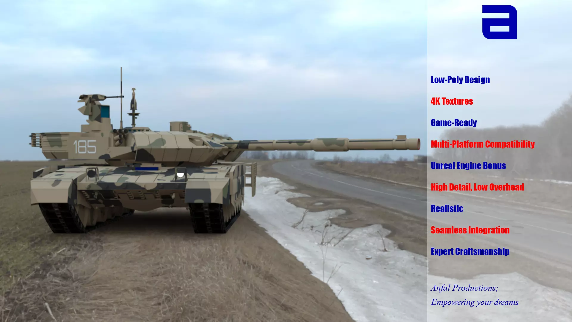 Clean Camouflaged T90MS Main Battle Tank 3D Model Low-poly 3D model