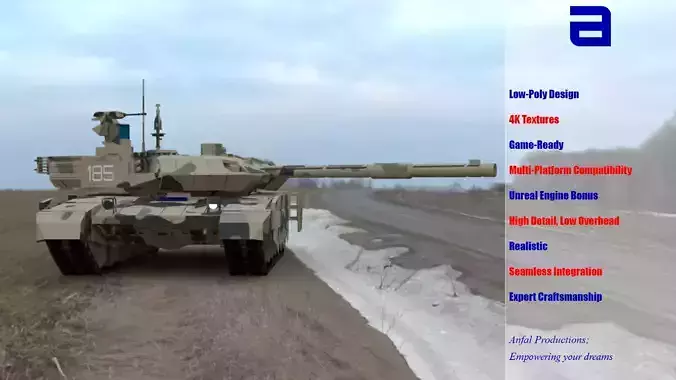 Clean Camouflaged T90MS Main Battle Tank 3D Model