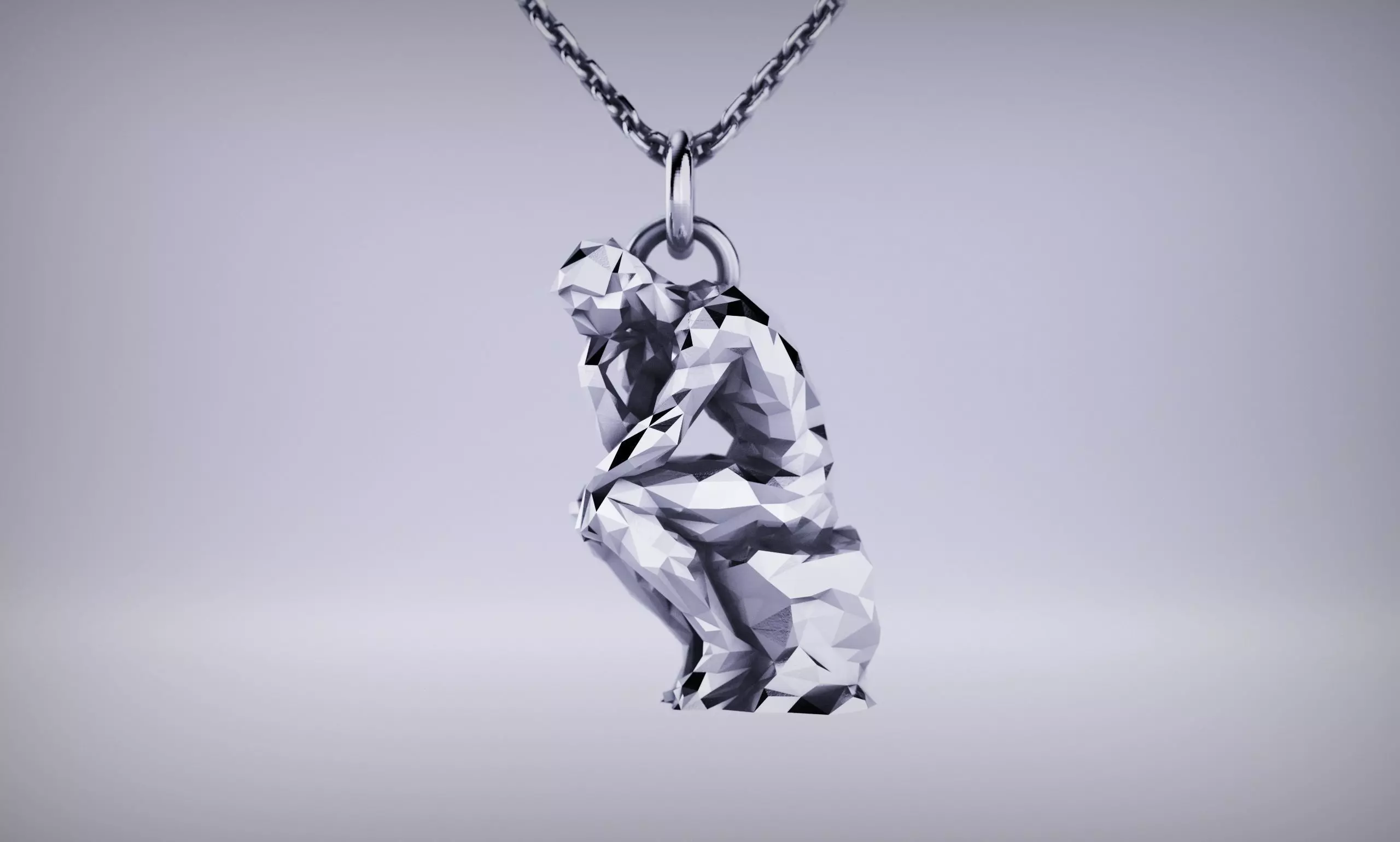 The Thinker Pendant 3D PRINT CASTABLE 3D print model_0
