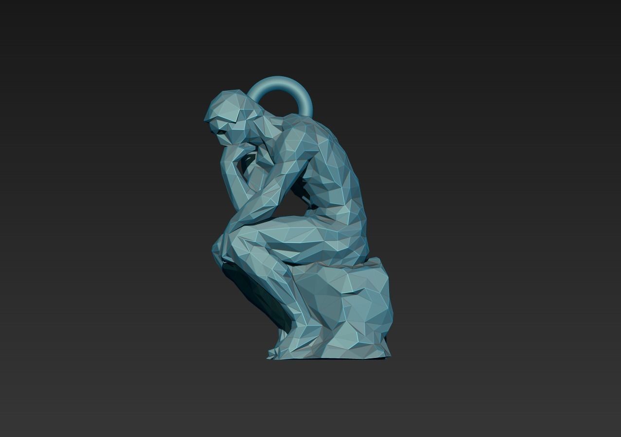 The Thinker Pendant 3D PRINT CASTABLE 3D print model_9