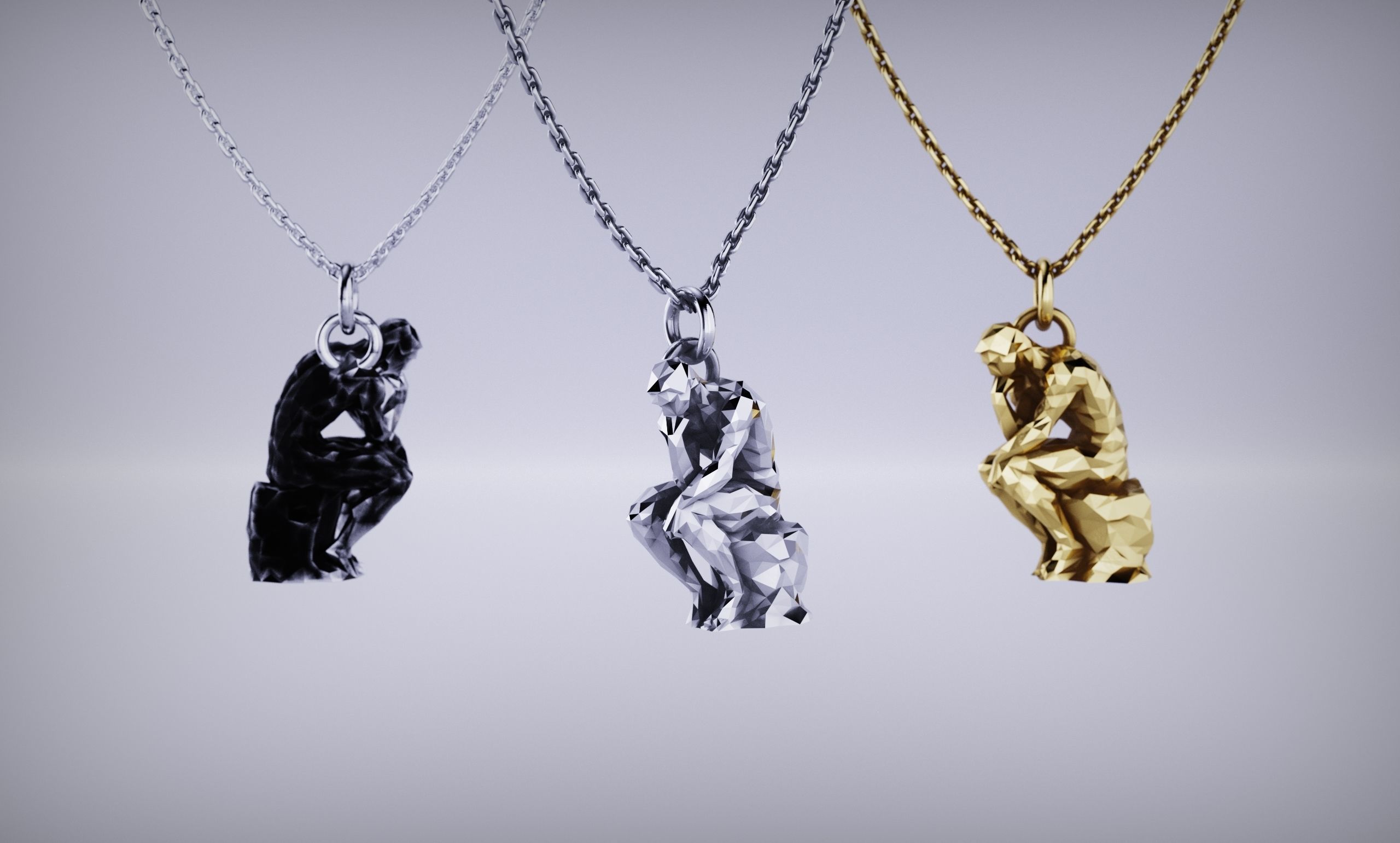 The Thinker Pendant 3D PRINT CASTABLE 3D print model_4