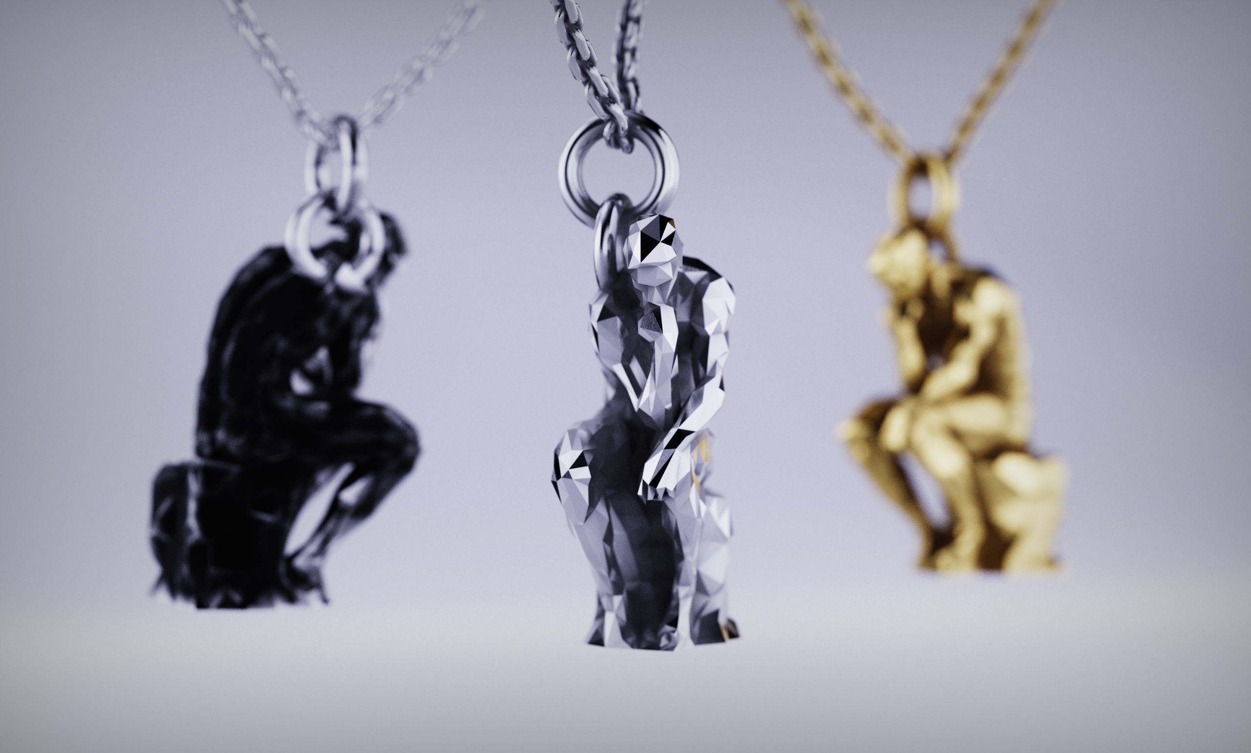 The Thinker Pendant 3D PRINT CASTABLE 3D print model_5