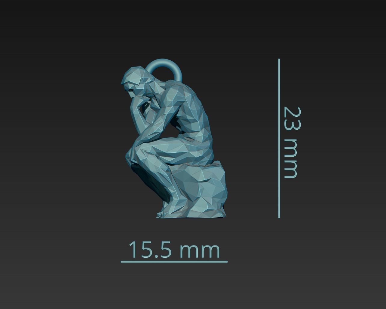 The Thinker Pendant 3D PRINT CASTABLE 3D print model_10