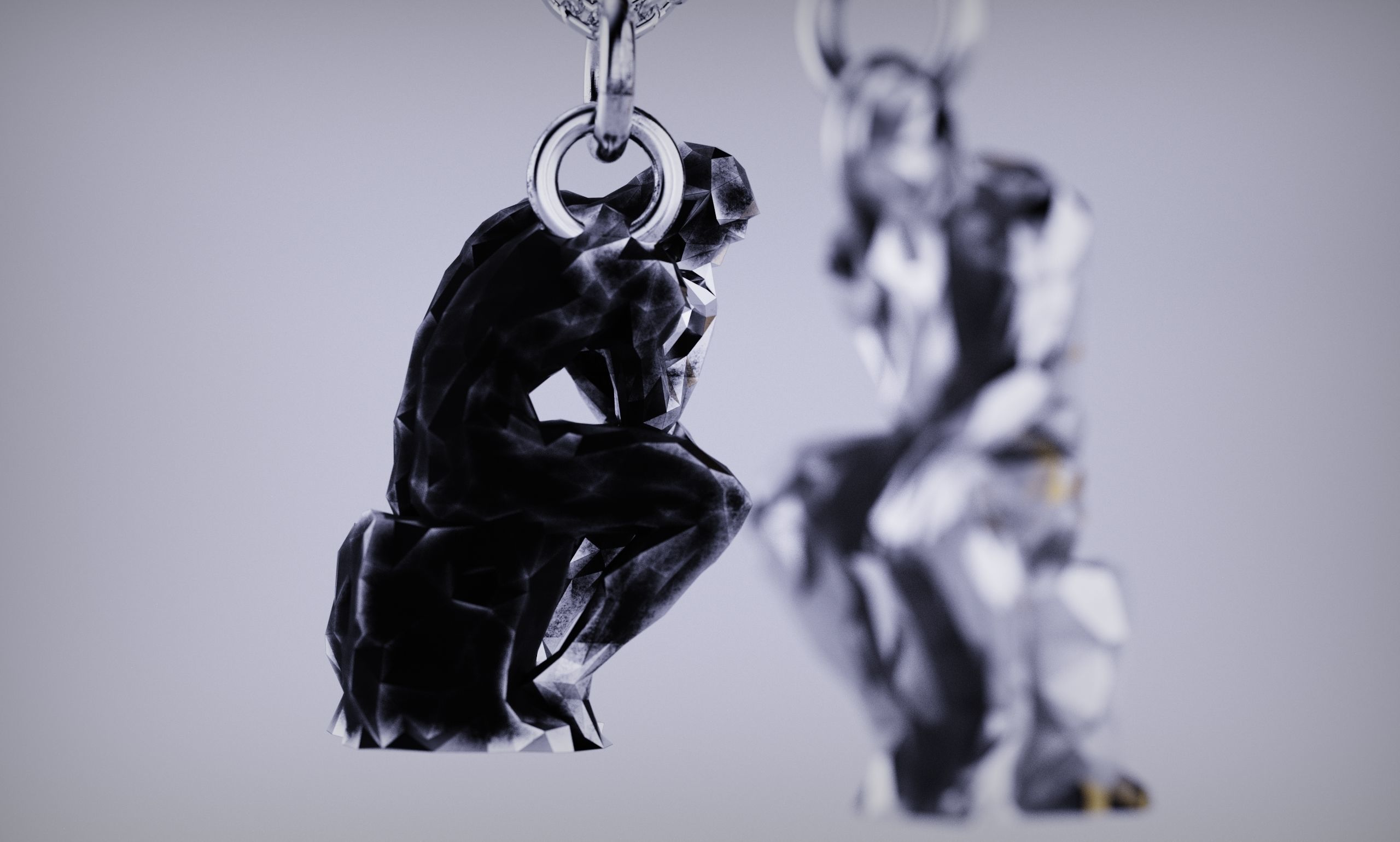 The Thinker Pendant 3D PRINT CASTABLE 3D print model_7