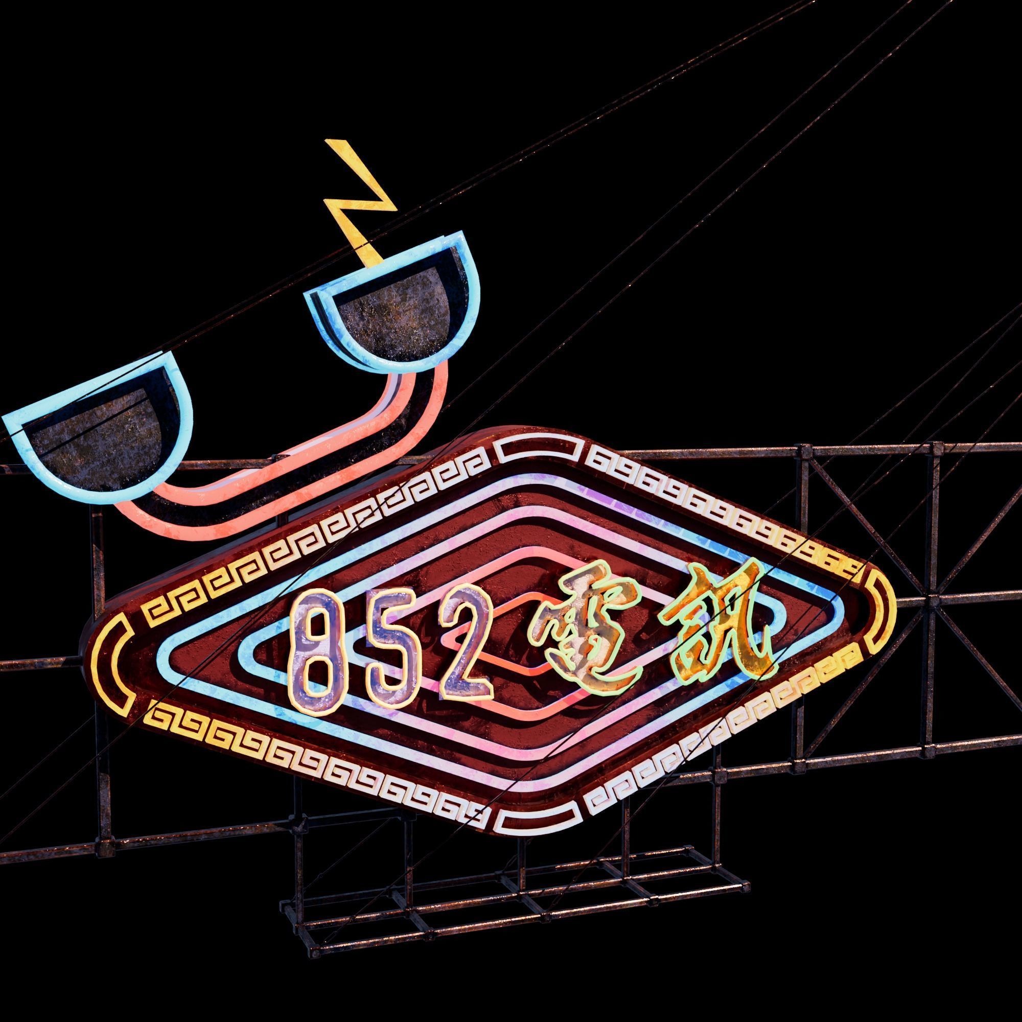 Hong Kong Neon Sign V06 Bundle 3D model_25