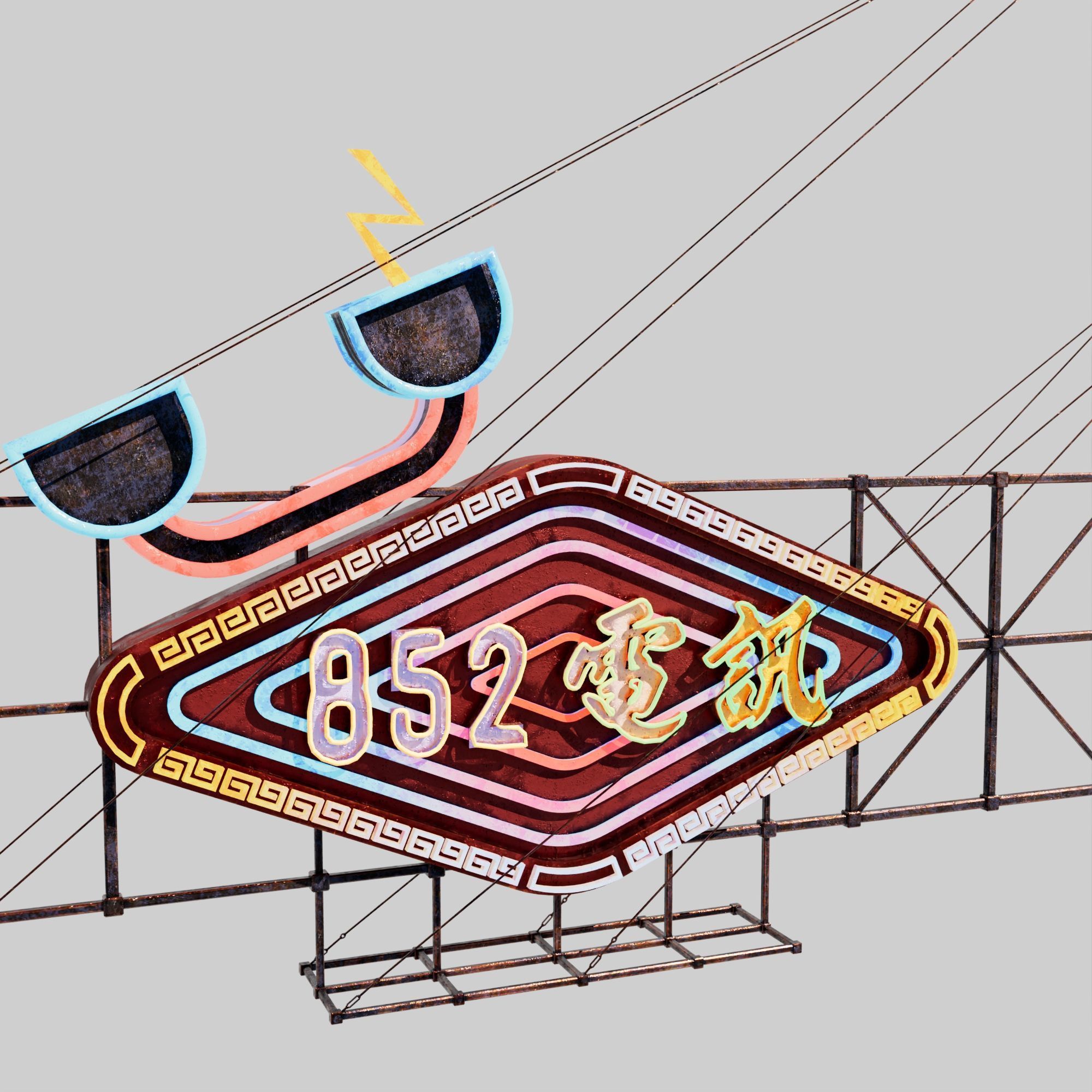 Hong Kong Neon Sign V06 Bundle 3D model_26