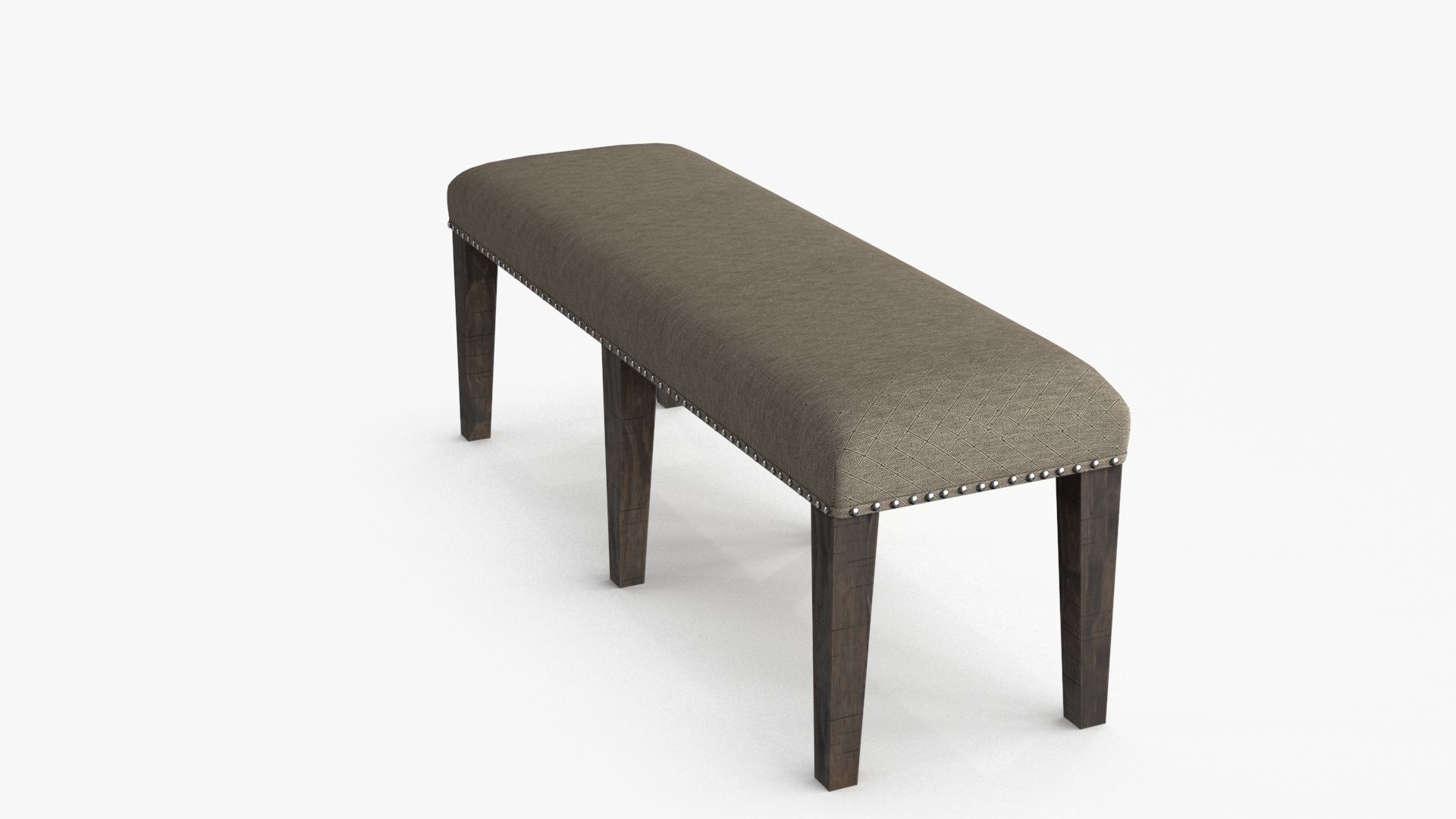 Backless Upholstered Dining Bench Oak Low-poly 3D model_10