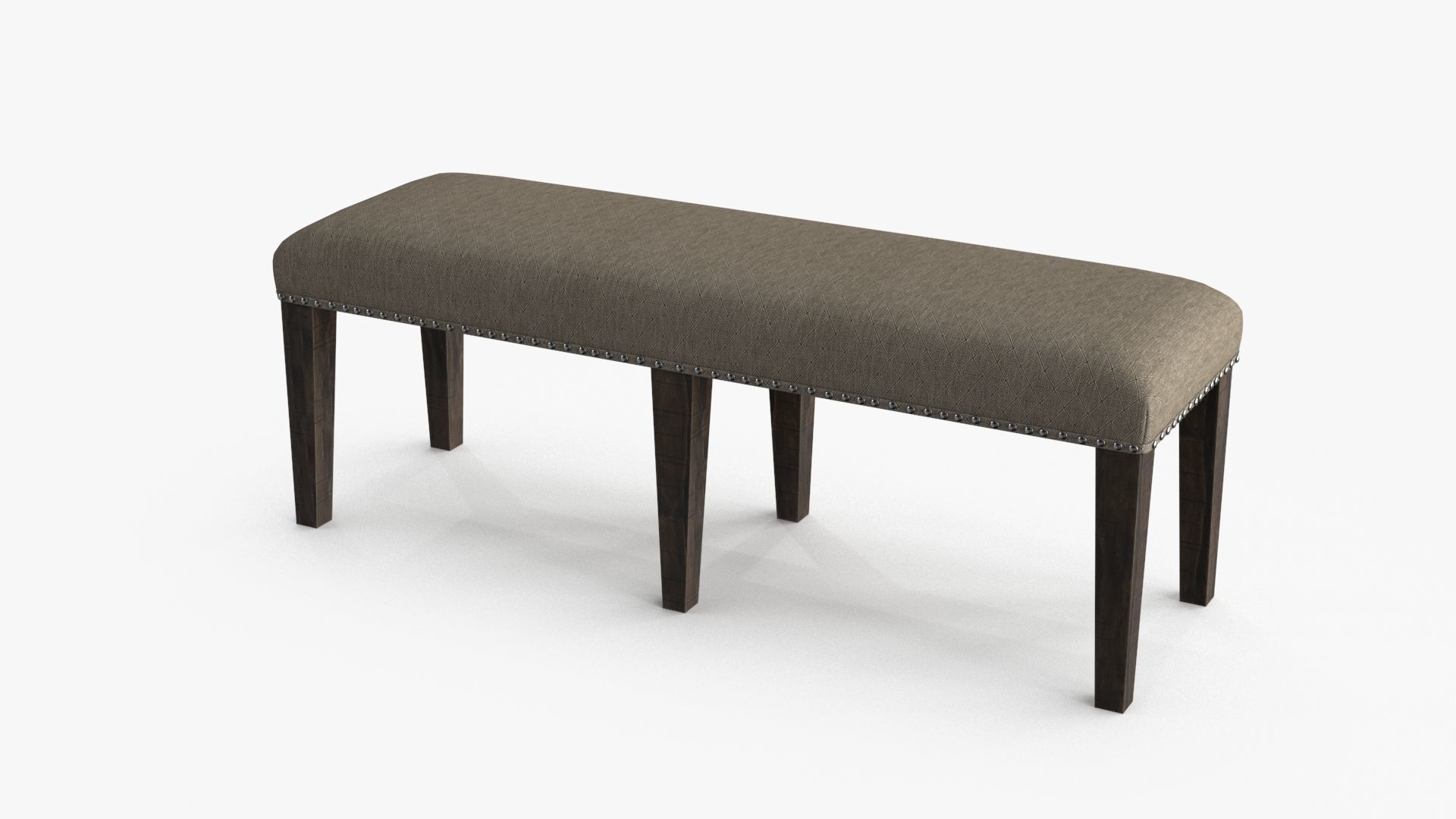 Backless Upholstered Dining Bench Oak Low-poly 3D model_15