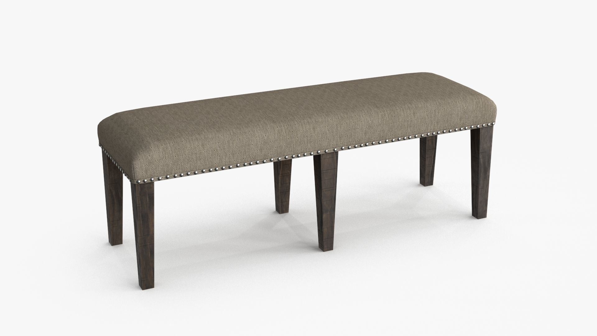 Backless Upholstered Dining Bench Oak Low-poly 3D model_8