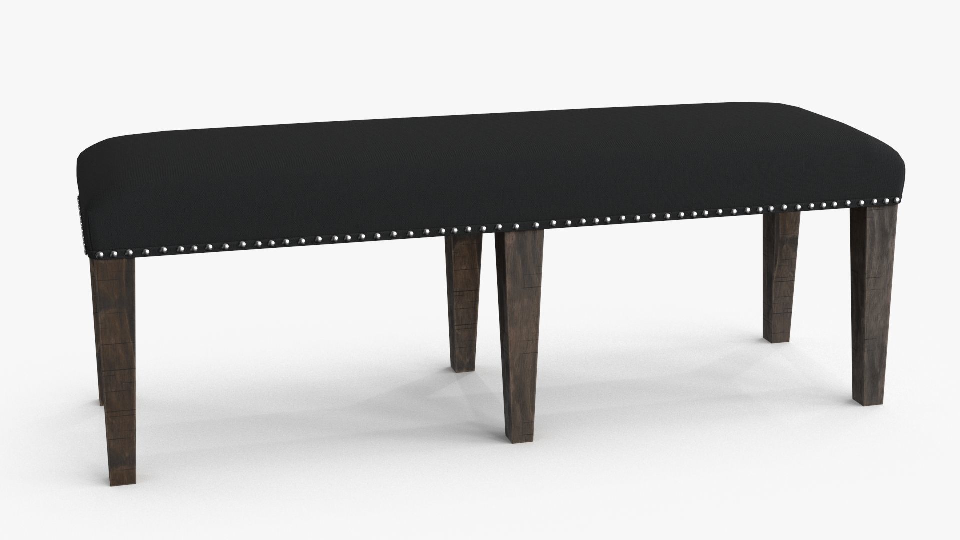 Backless Upholstered Dining Bench Oak Low-poly 3D model_4