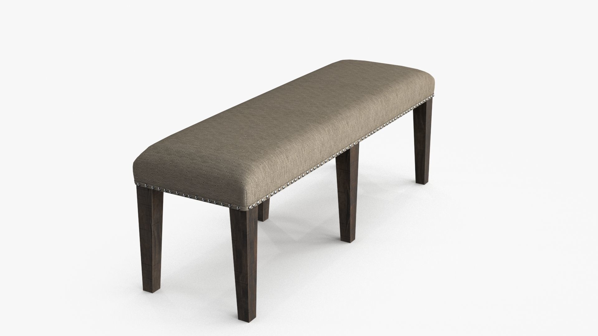 Backless Upholstered Dining Bench Oak Low-poly 3D model_9