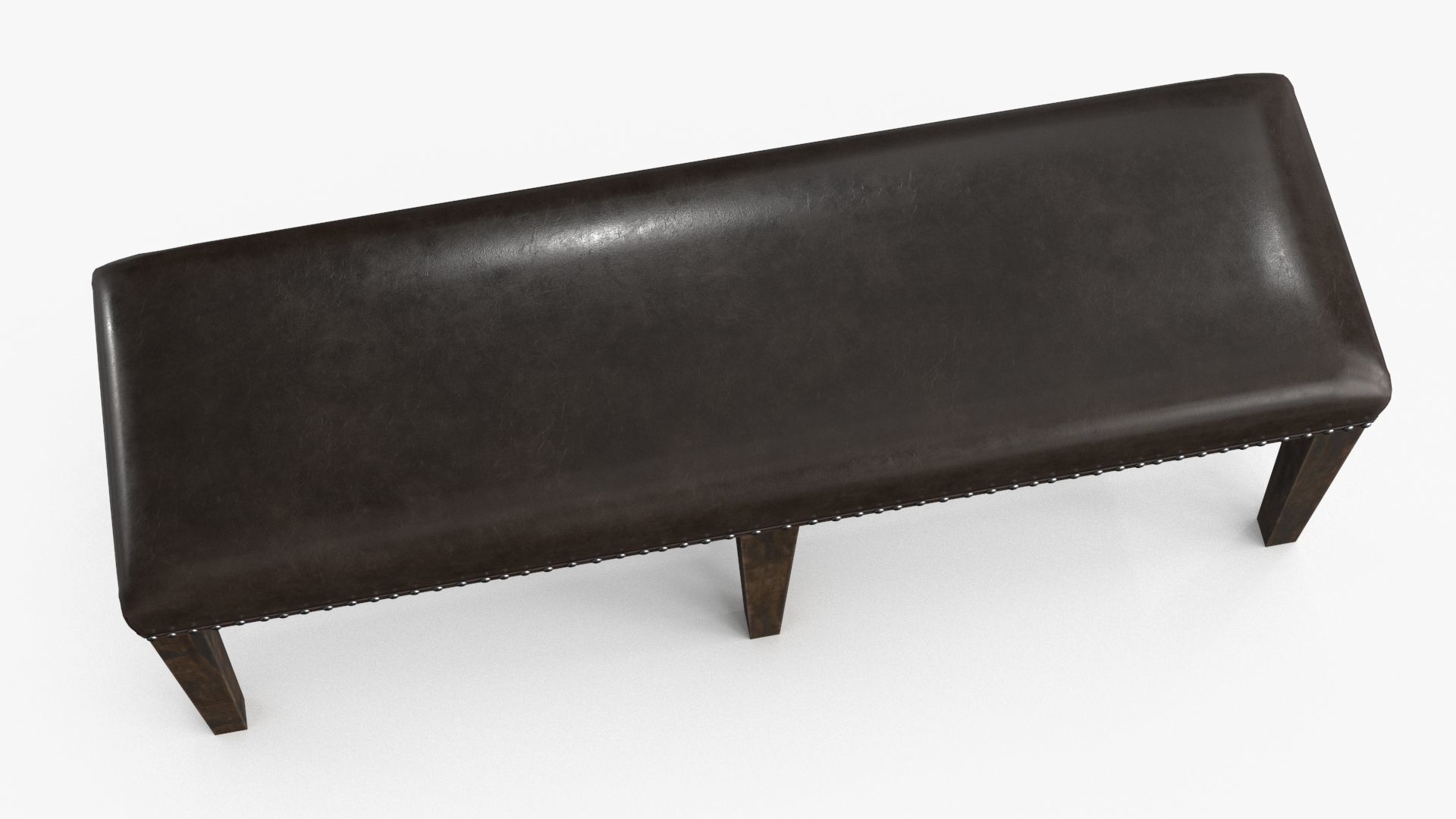Backless Upholstered Dining Bench Oak Low-poly 3D model_7
