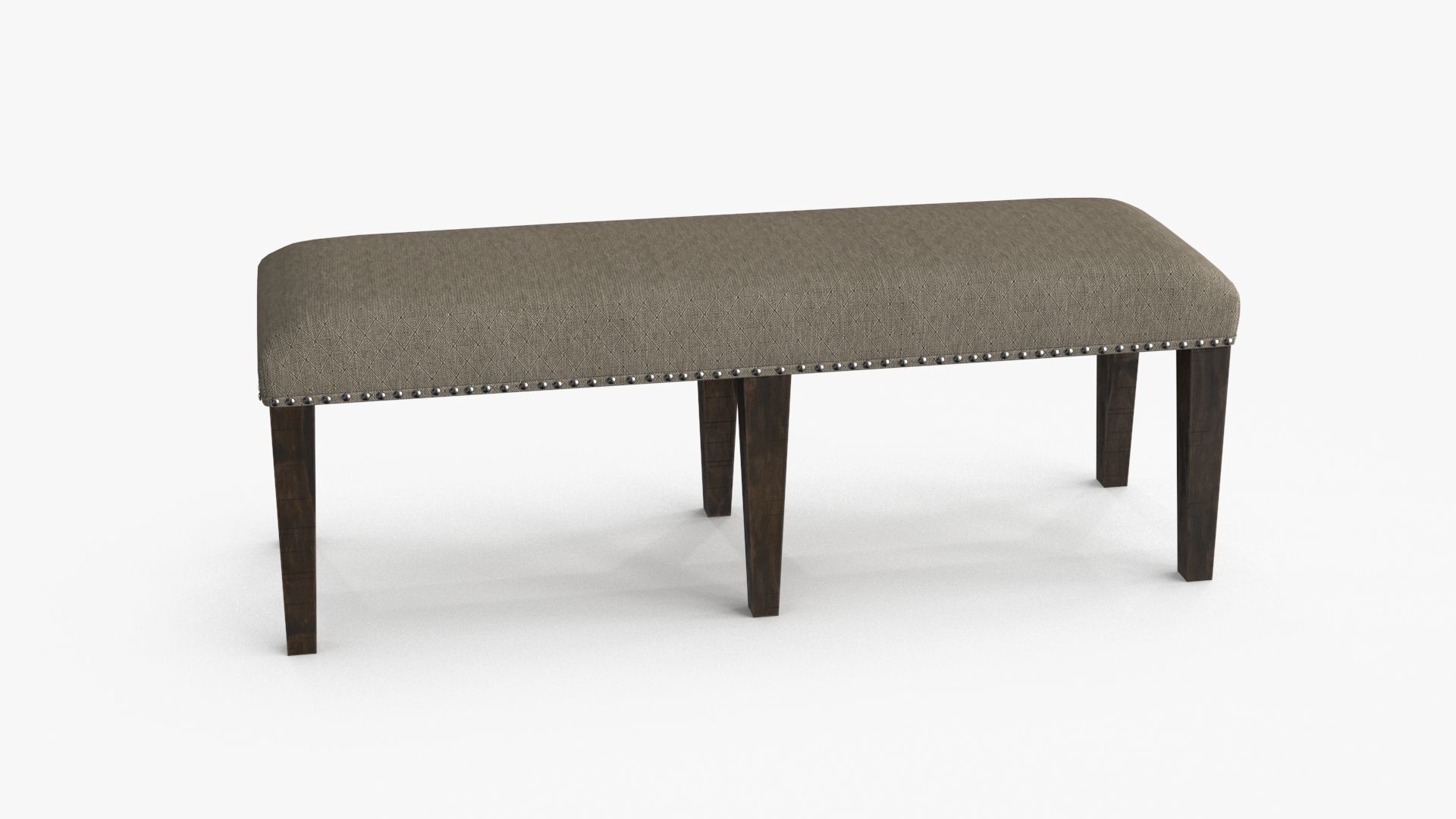 Backless Upholstered Dining Bench Oak Low-poly 3D model_12